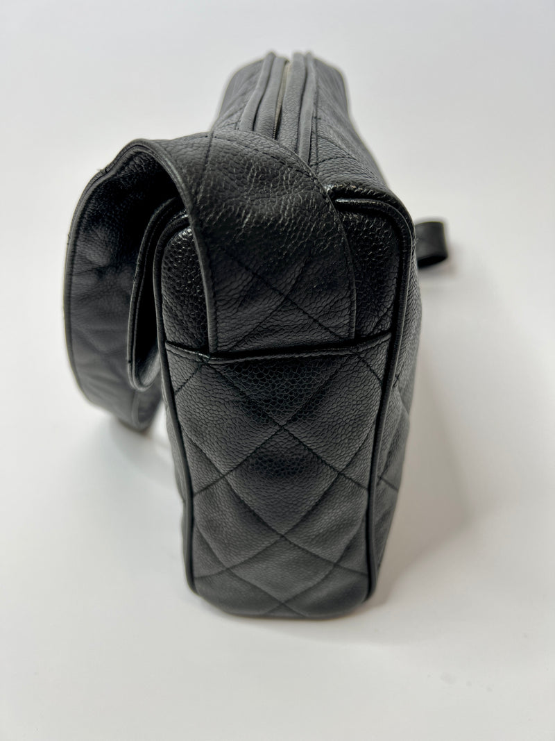 Chanel Vintage Black Caviar Leather Camera Bag