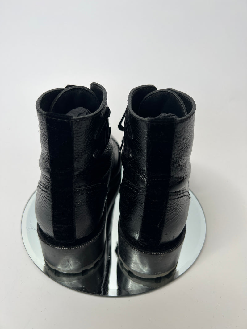 Chanel Black Leather Pearl Boots (Size 39.5 /UK6.5)