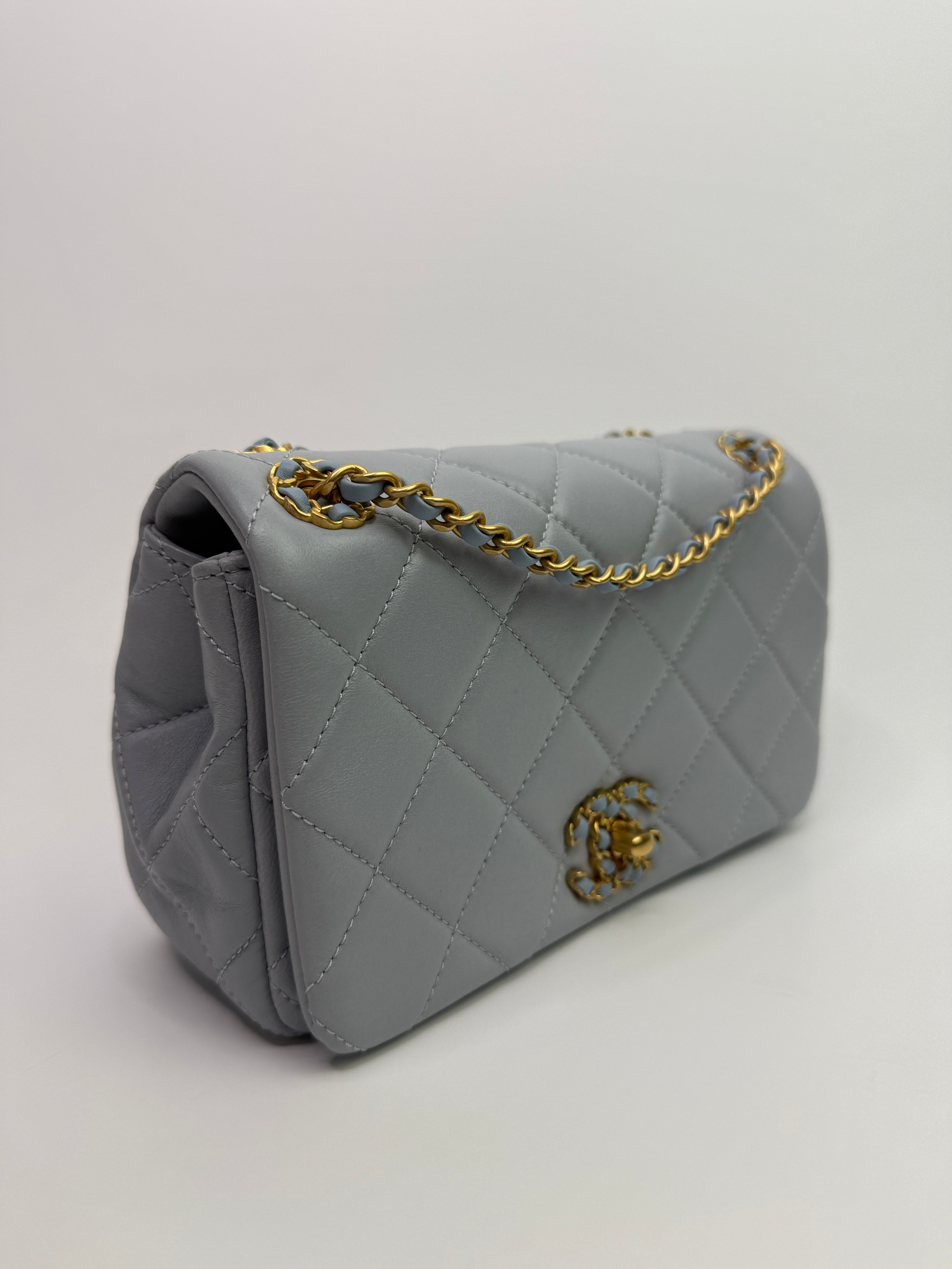 Chanel Seasonal Flap In Gris Clair Lambskin With GHW