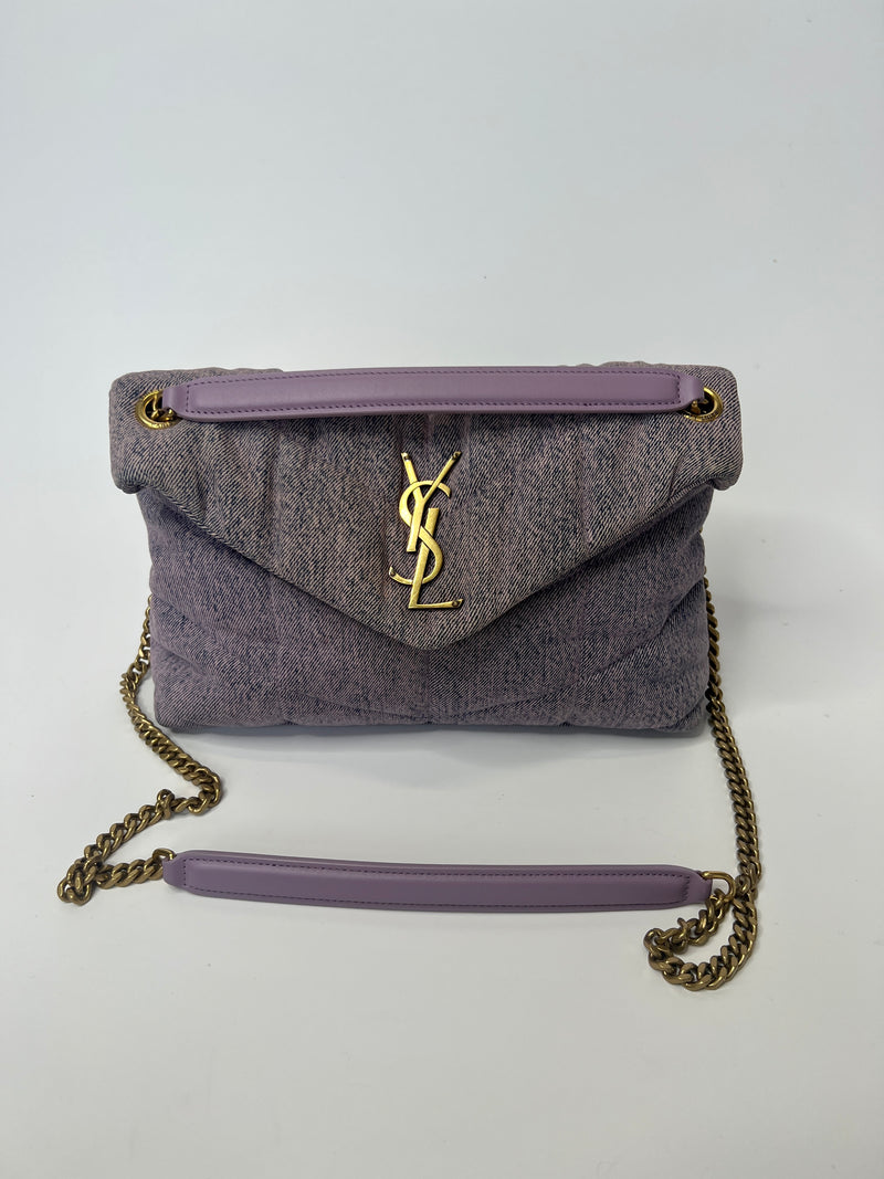 Saint Laurent Puffer Denim Shoulder Bag