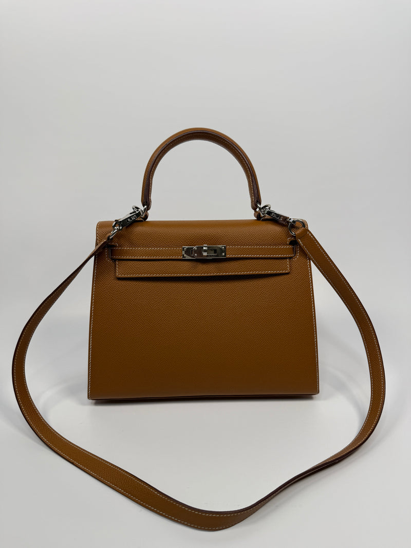 Hermès Kelly 25 Sellier In Gold Epsom Leather With PHW
