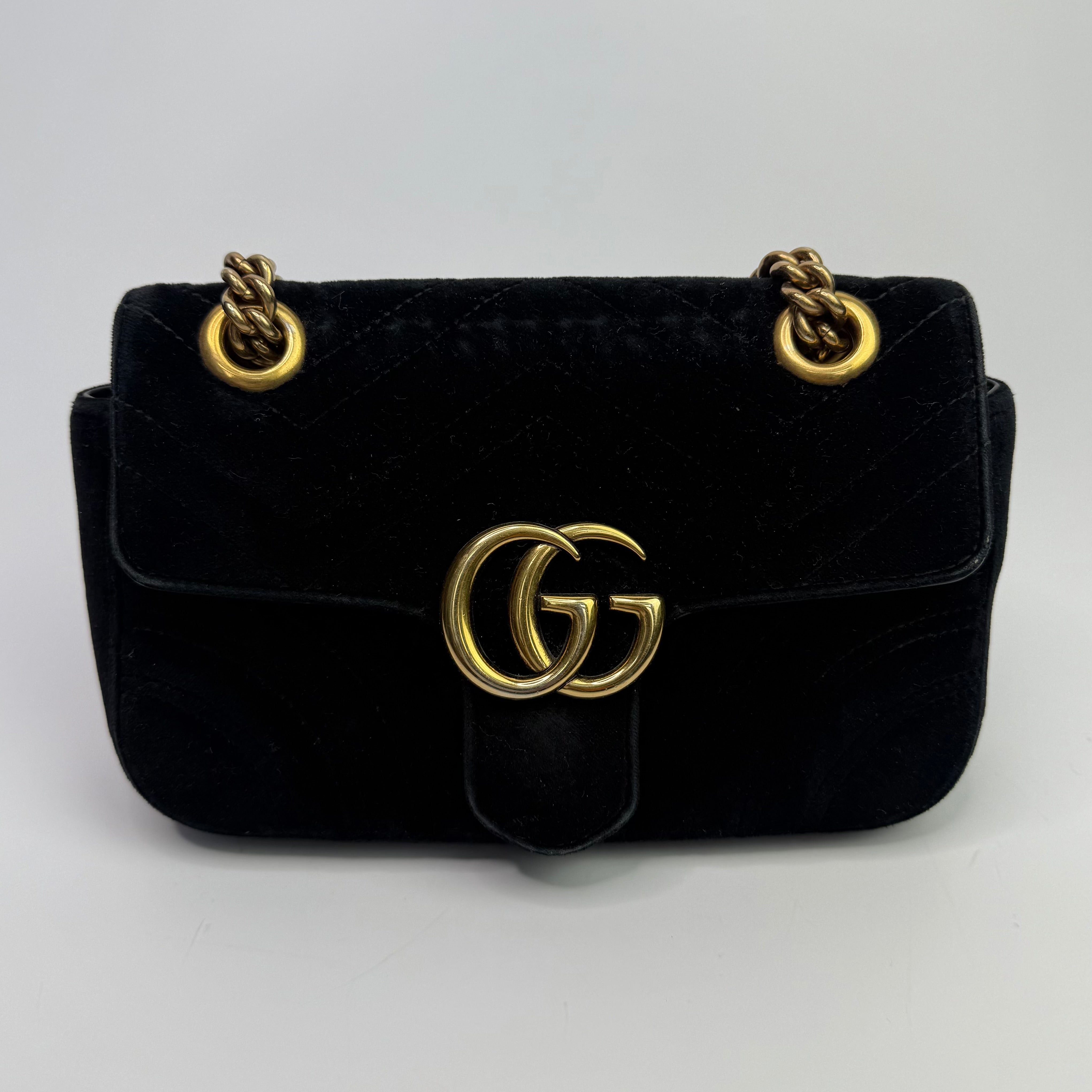 Gucci Mini Marmont Bag in Black Velvet