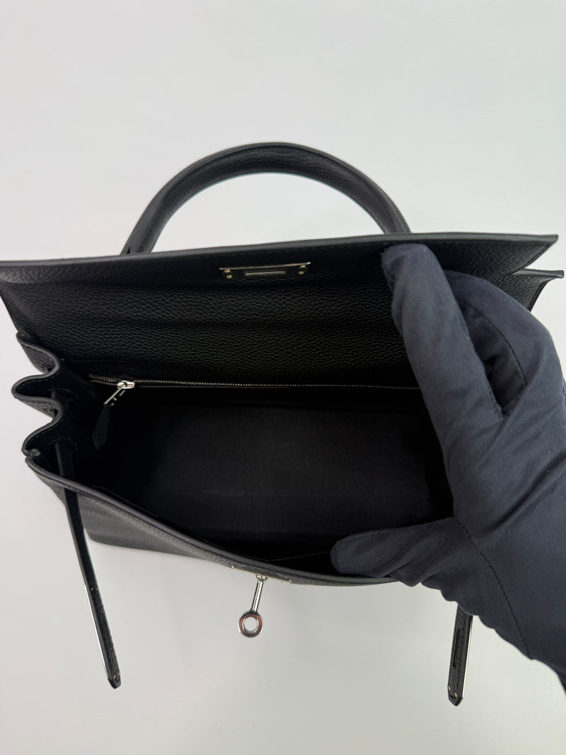 Hermès Kelly 28 Retourne Black Togo Leather With Palladium Hardware