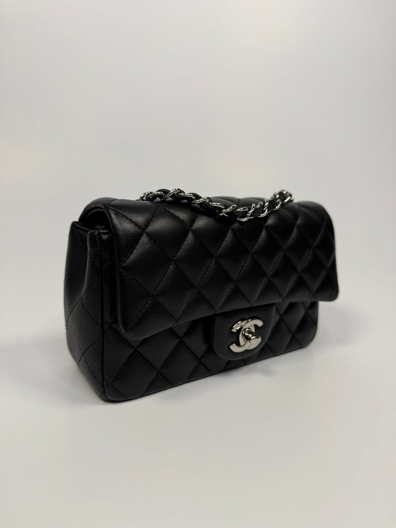 Chanel Mini Rectangle In Black Lambskin With SHW