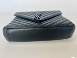 Saint Laurent Black Matelassé Leather Medium College Top Handle Bag