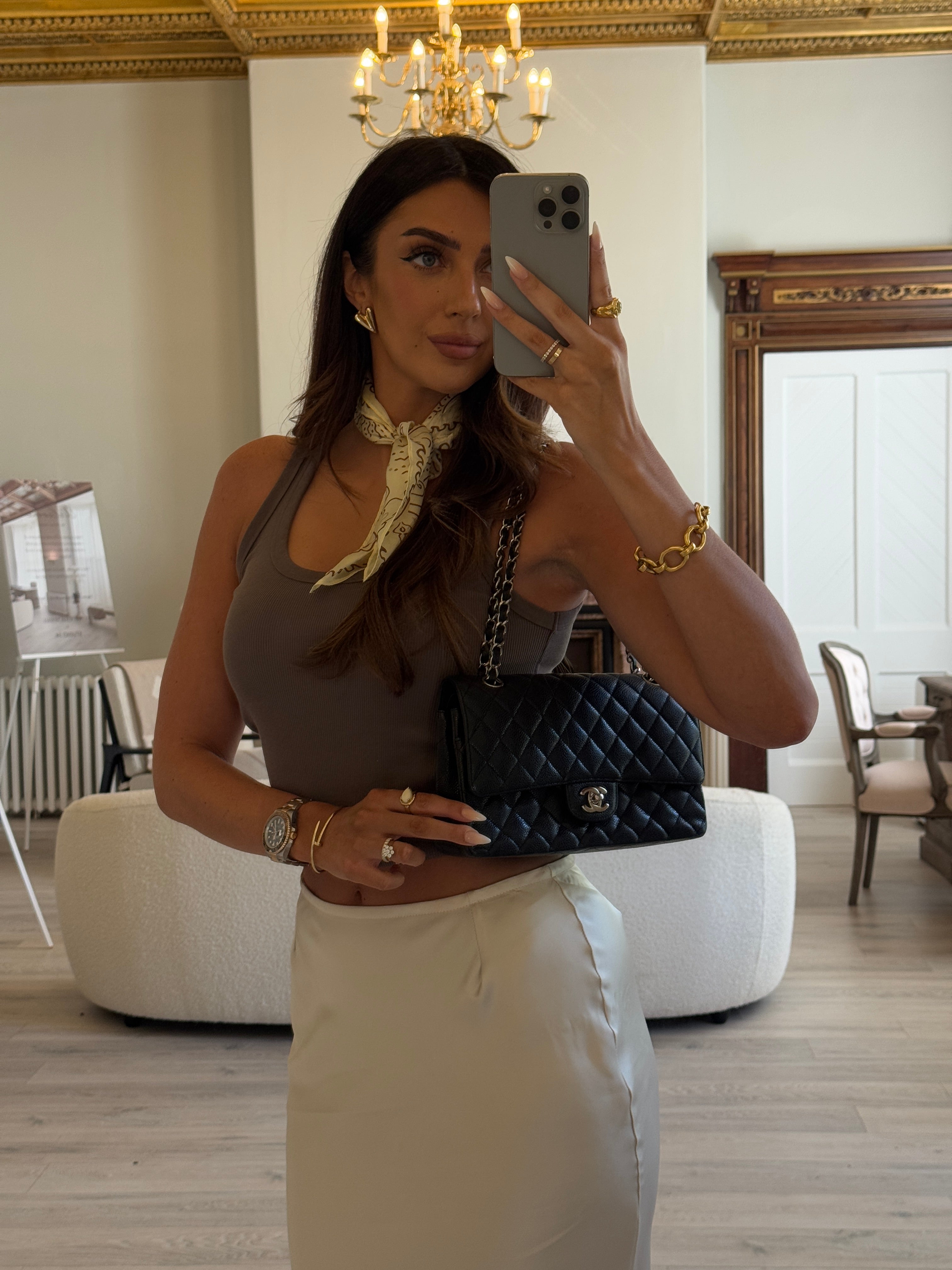 Chanel Medium Classic Double Flap Black Caviar Leather With SHW