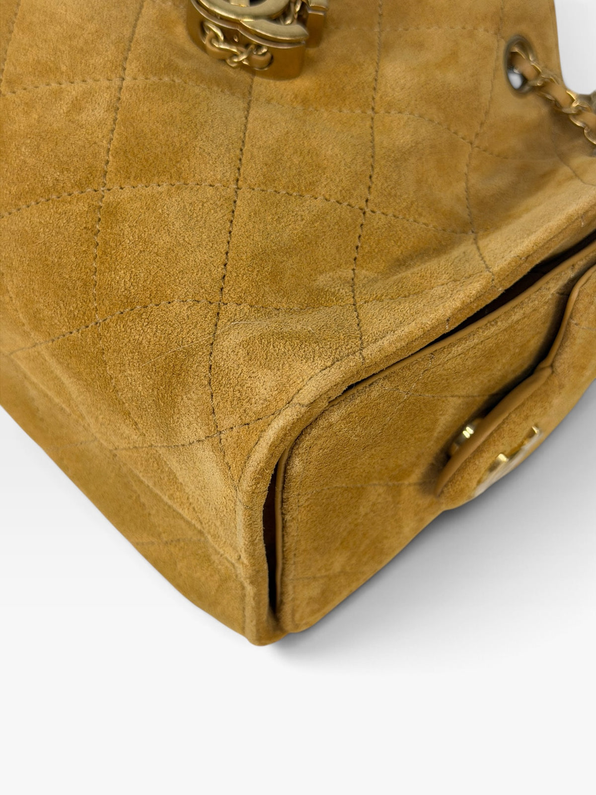 Chanel Micro 25 In Camel Suede With Gold Hardware. 100% authentic and preloved in excellent condition