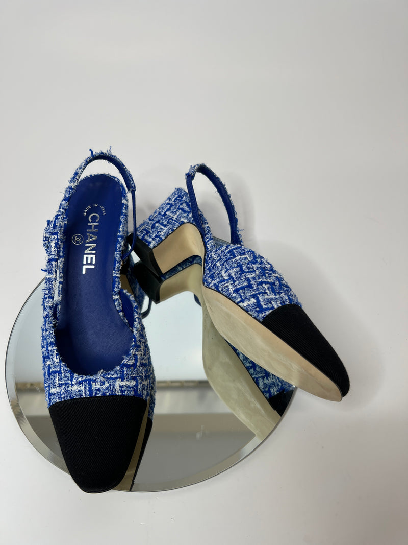 Chanel Tweed Slingback Pumps (Size 39 /UK 6)