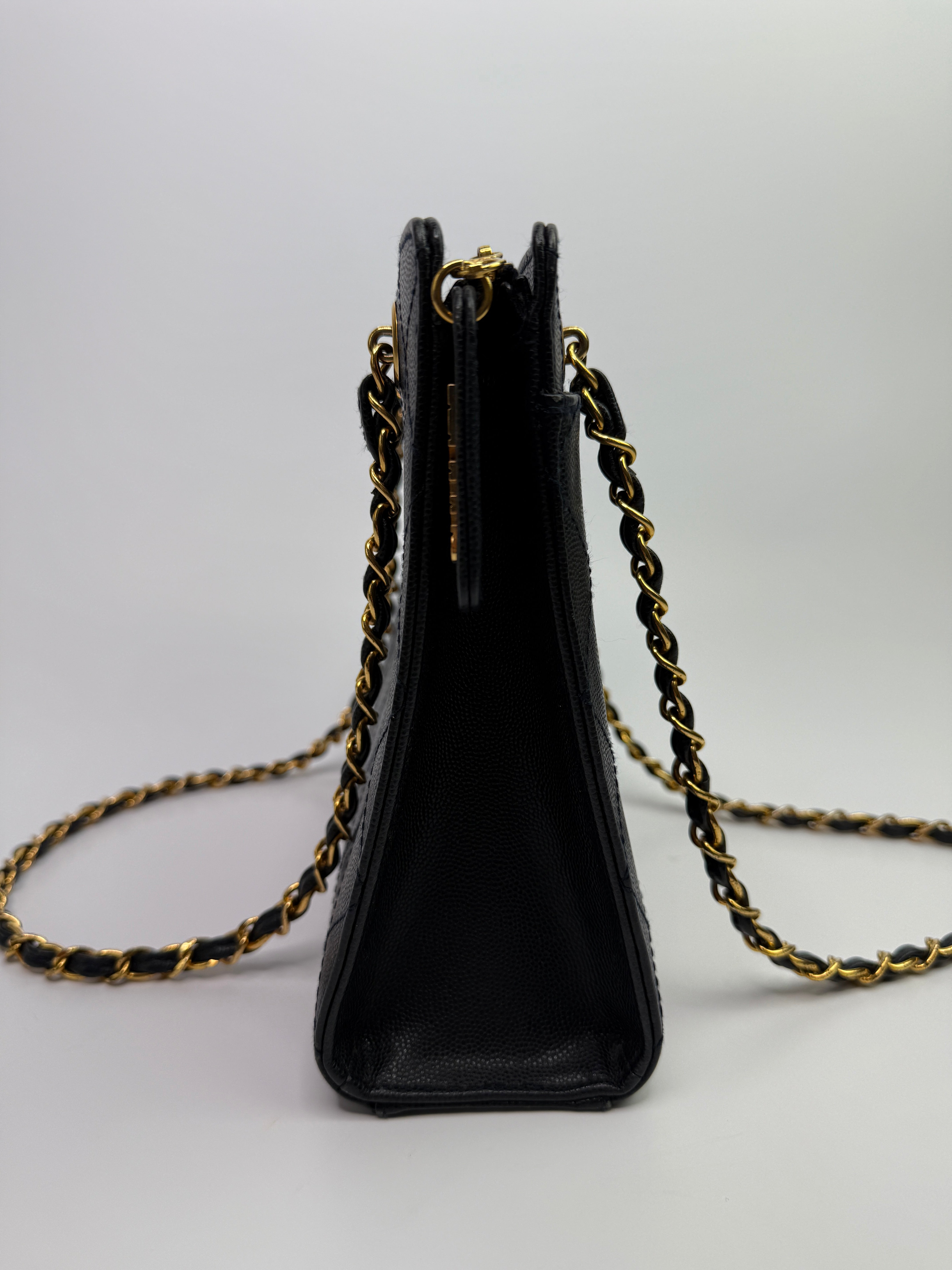 Chanel Vintage Black Caviar Tote Bag