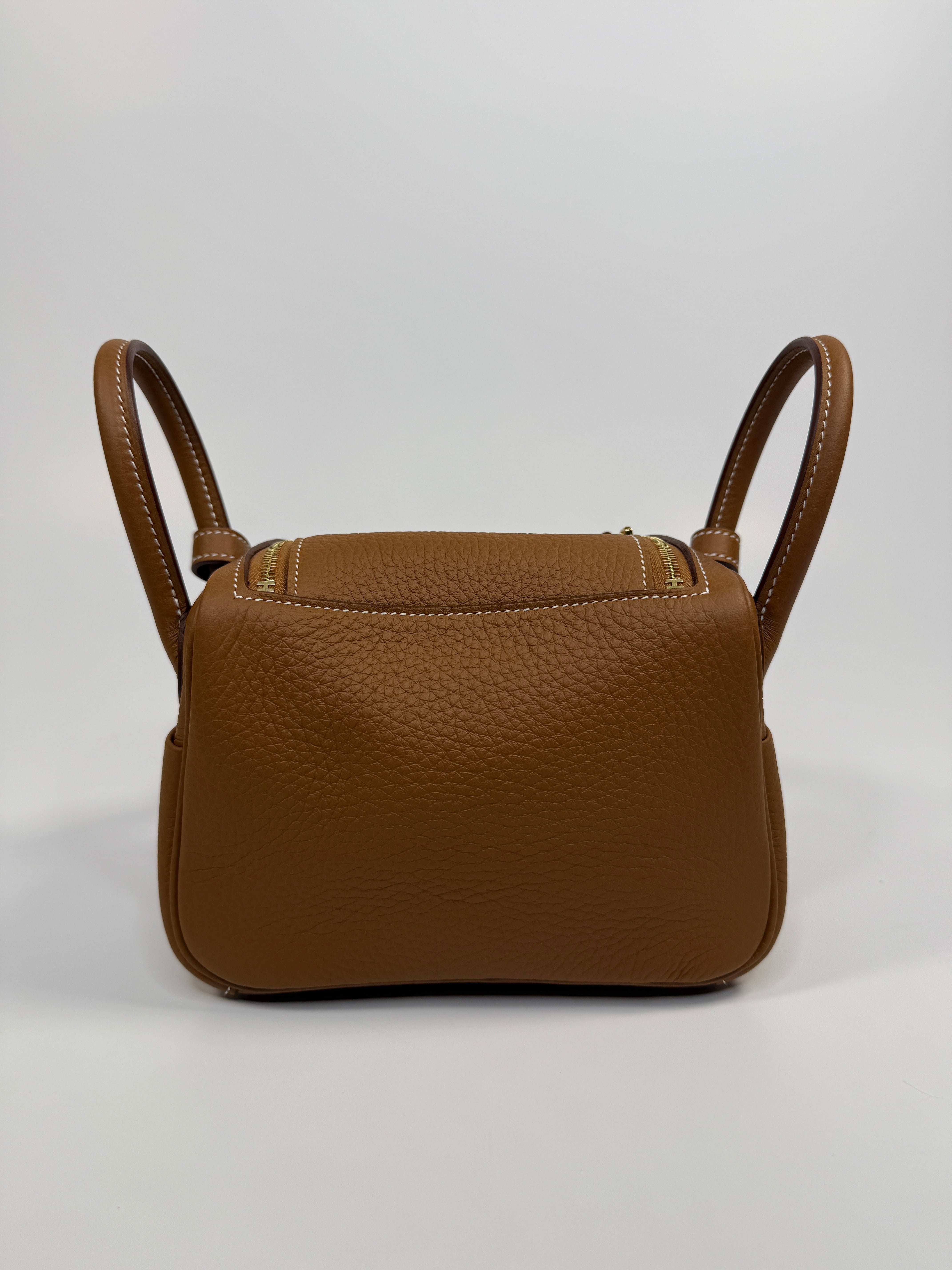 Hermès Mini Lindy In Gold Clemence Leather With Gold Hardware Authentic New & Unused