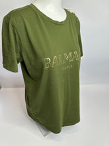 Balmain Khaki T-Shirt (Size 40 / UK 12)