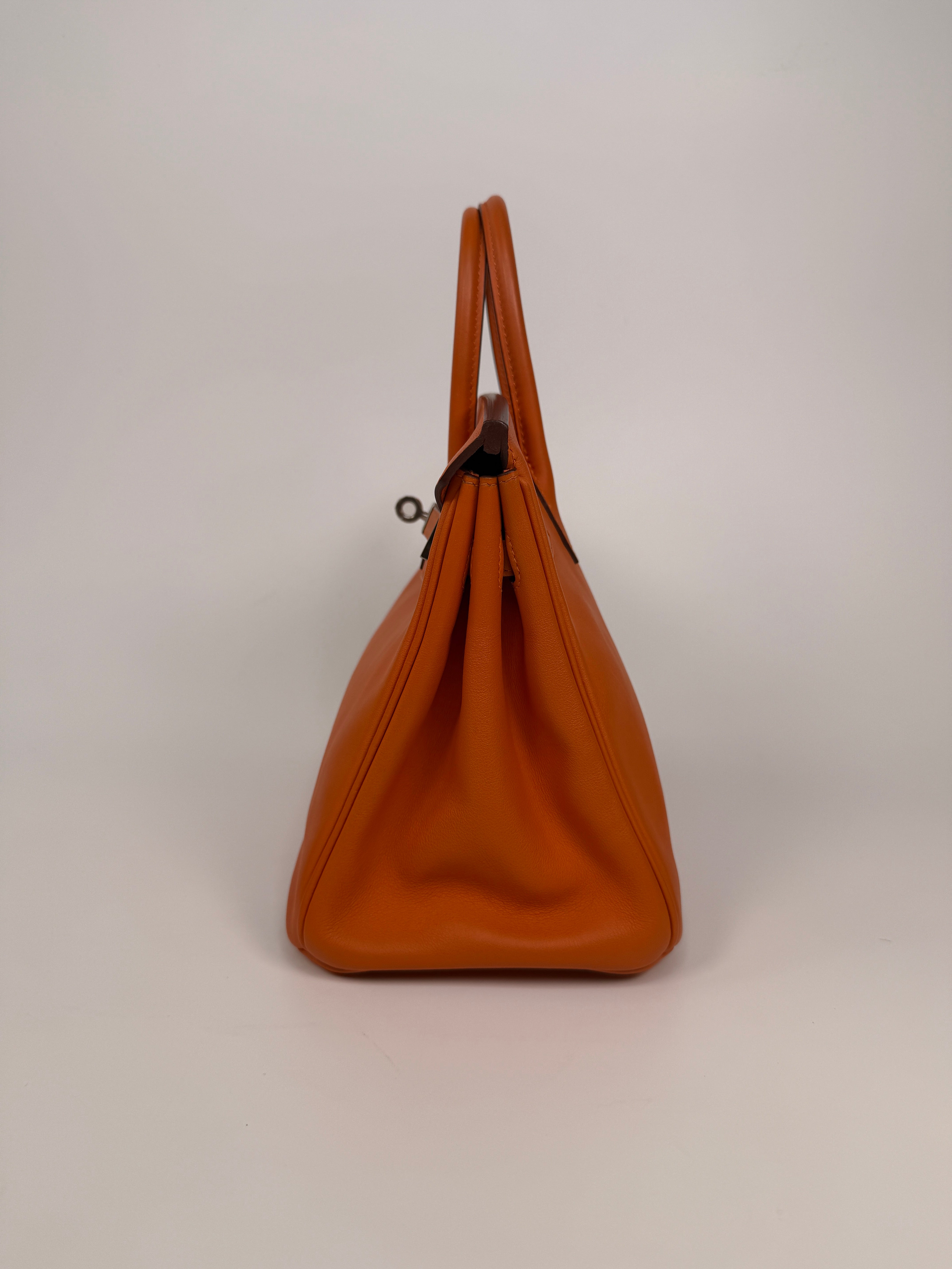 Hermès Birkin 25 In Orange Swift Leather With Palladium Hardware