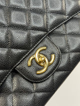 Chanel Maxi Classic Double Flap In Black Caviar Leather With GHW
