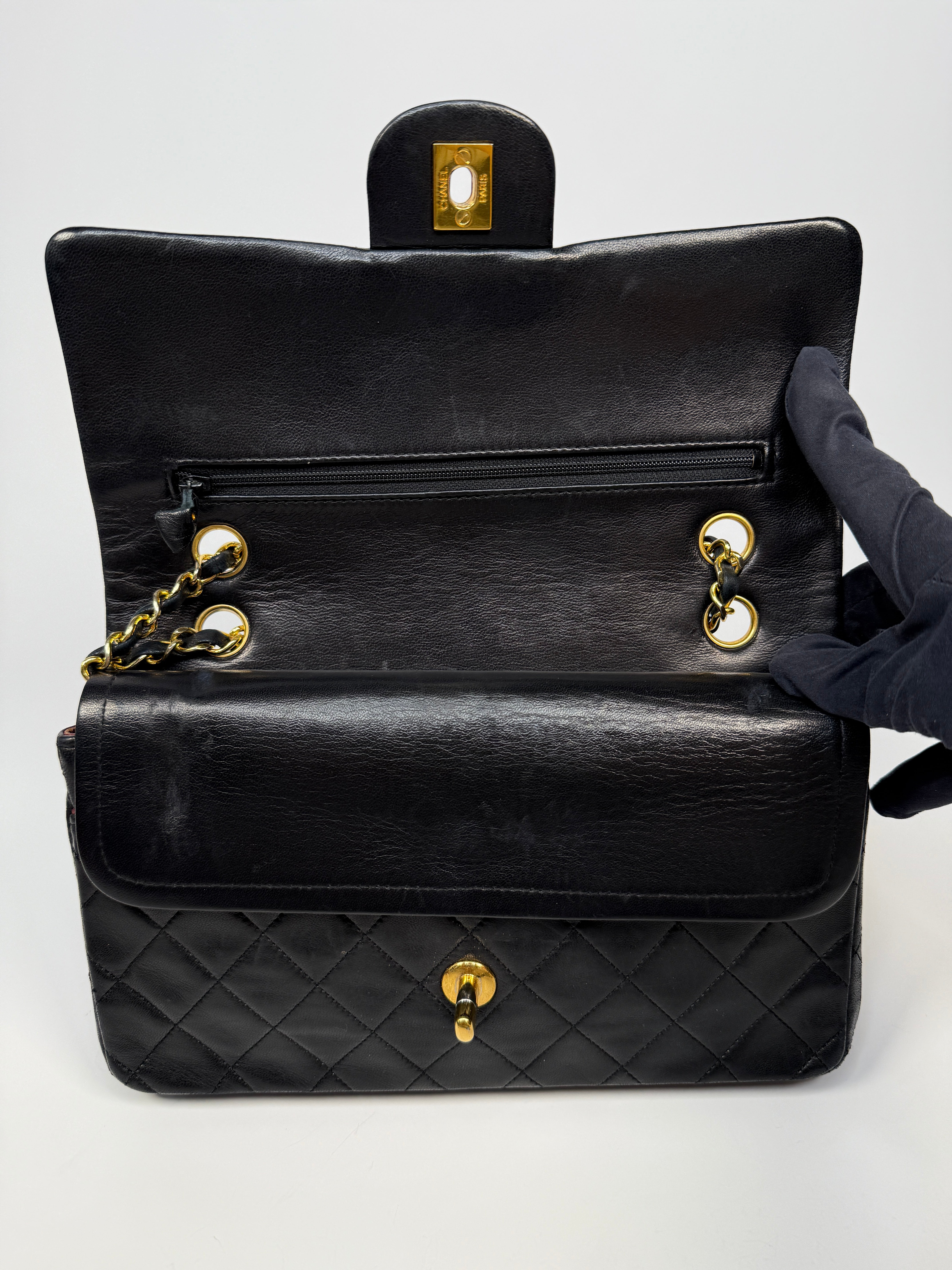 Chanel Vintage Medium Classic Double Flap Black Lambskin With 24k Gold Hardware
Pre Loved & Authentic 