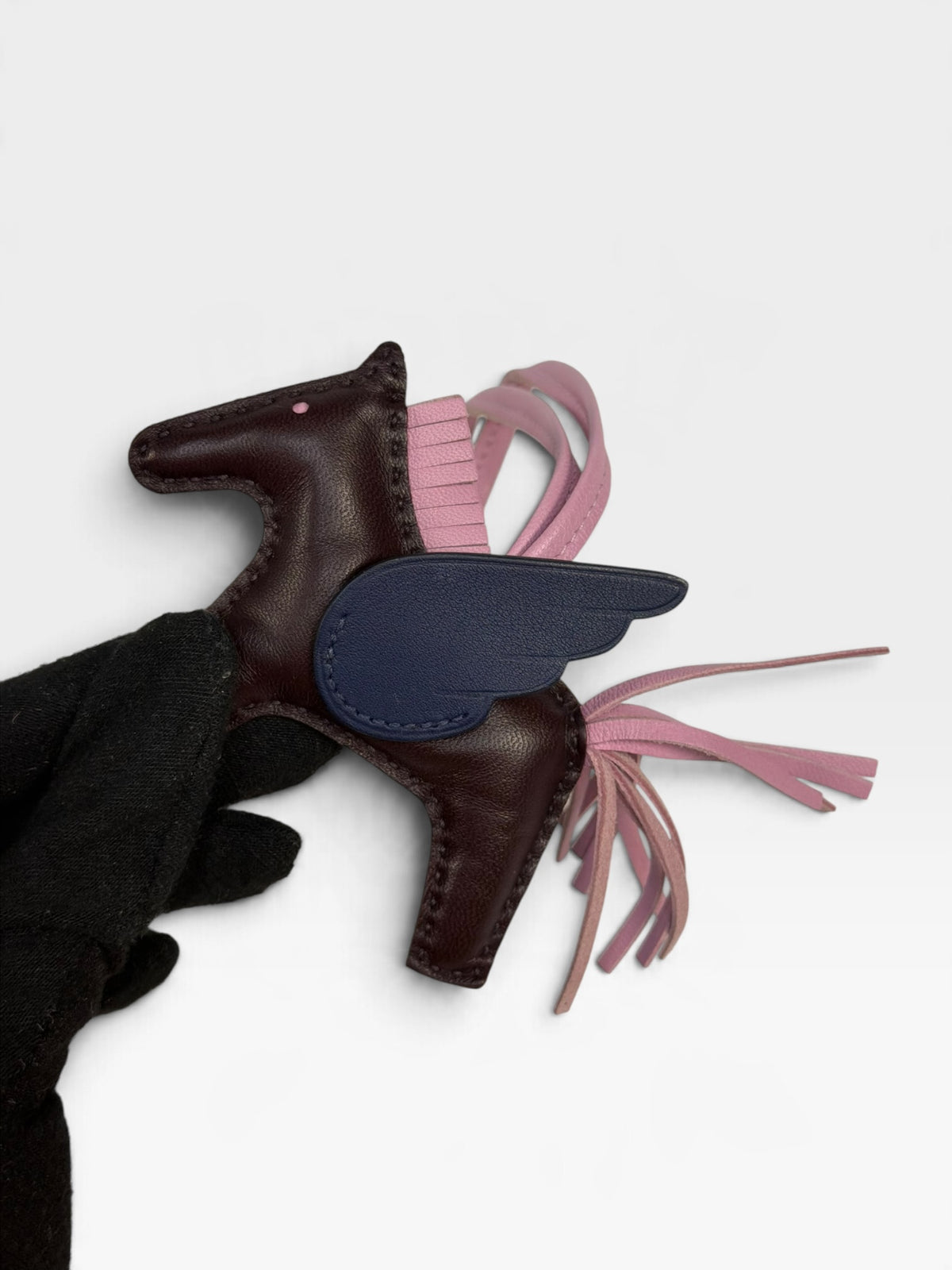 Hermès Rodeo Pegasus Charm In Rouge Sellier, Mauve Sylvestre & Bleu Saphir. 100% authentic and pre loved in excellent condition. 