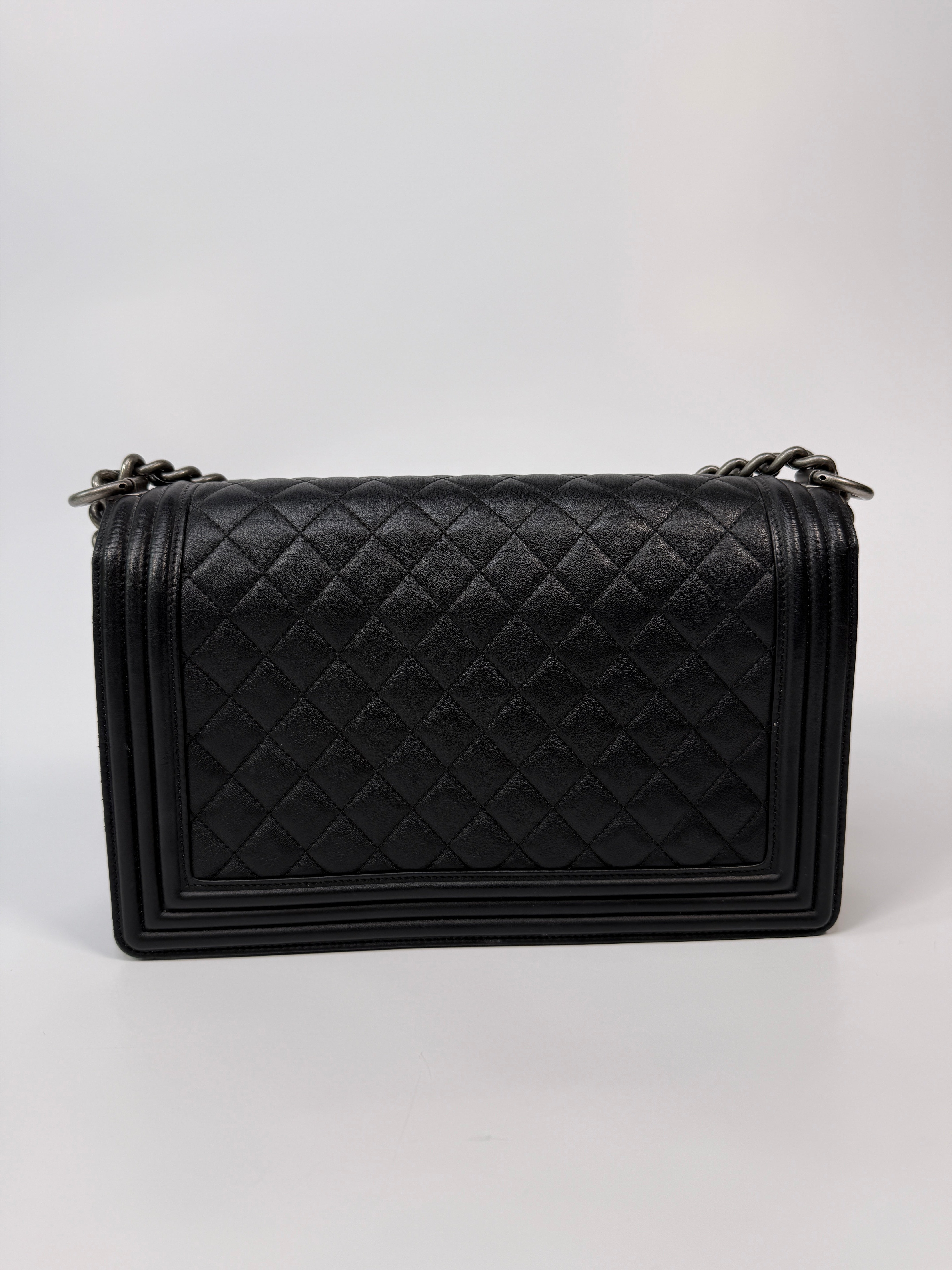 Chanel Boy Bag Large In Black Calfskin Leather RHW