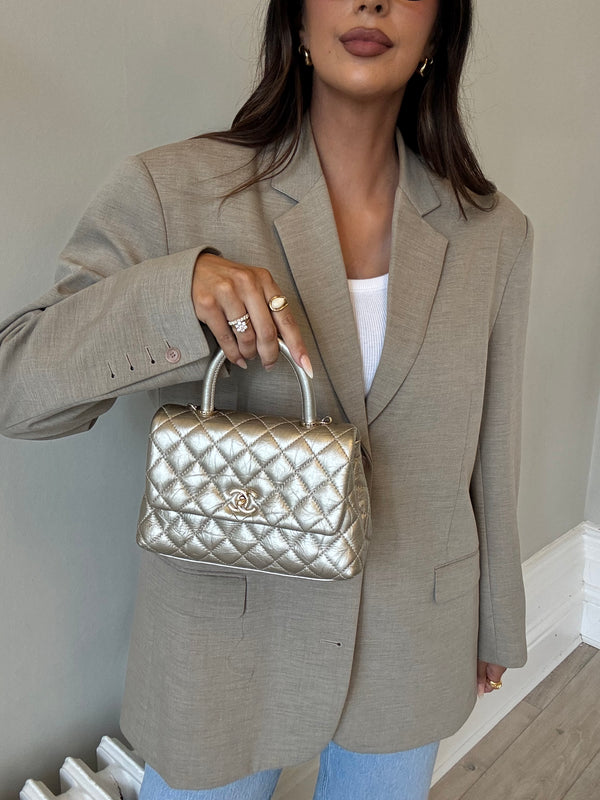Chanel Small Coco In Gold Crumpled Calfskin With GHW