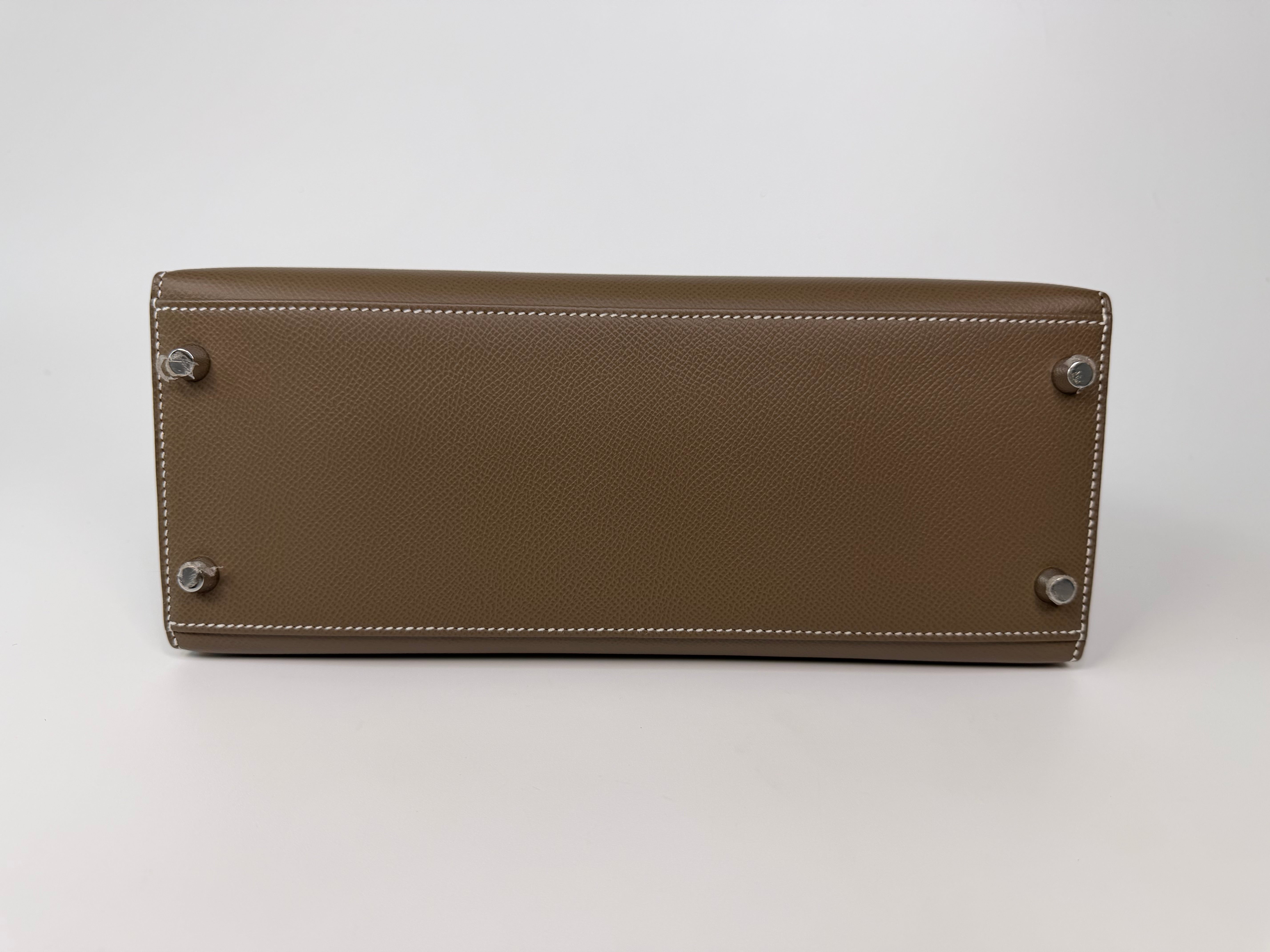 Hermès Kelly 28 In Etoupe Epsom Leather With Palladium Hardware