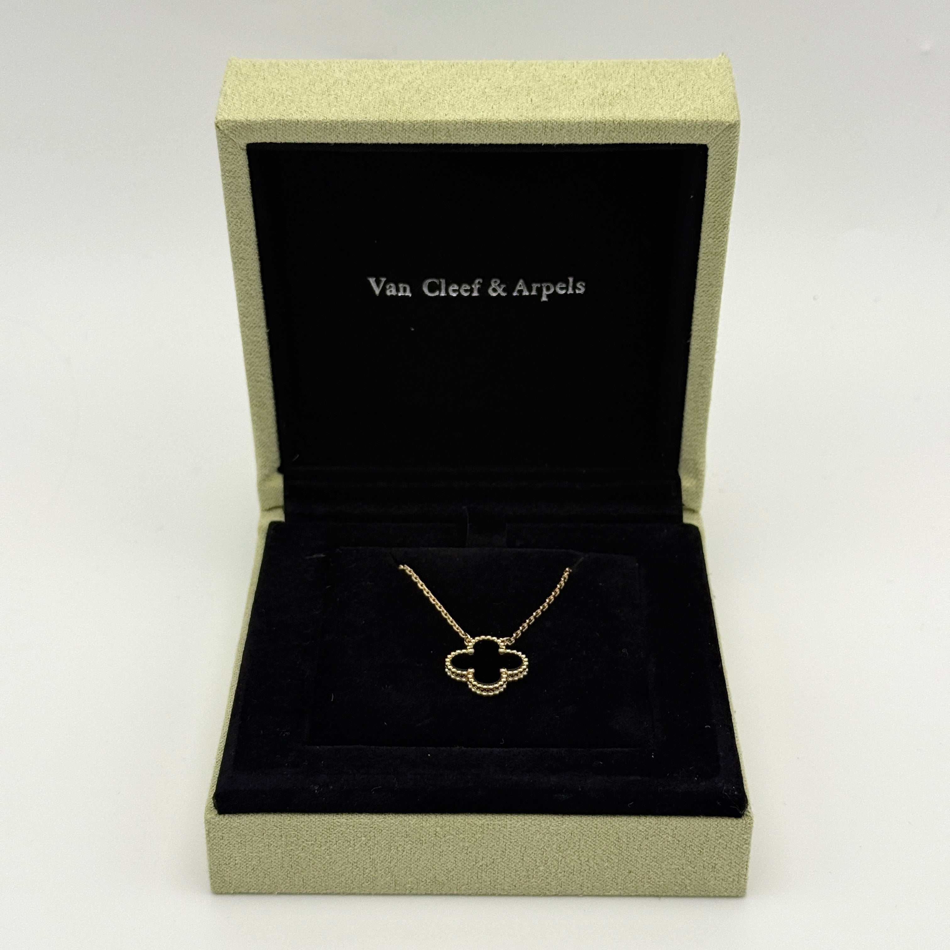 Van Cleef & Arpels Vintage Alhambra Onyx Pendant authentic and preloved in excellent condition.