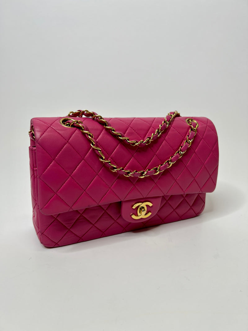 Chanel Vintage Medium 2.55 Classic Flap In Fuchsia