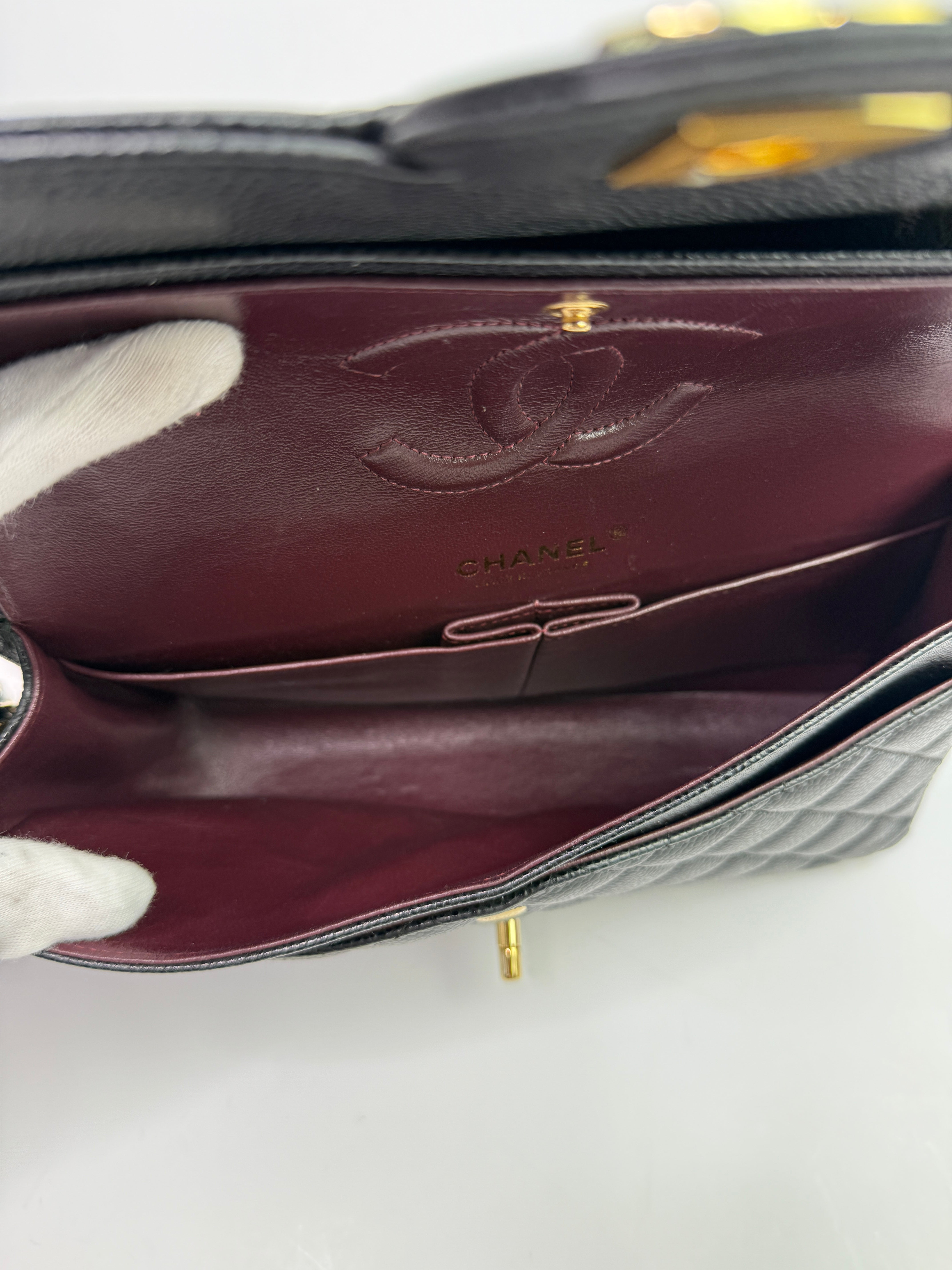 Chanel Medium Classic Double Flap Black Caviar Leather With GHW