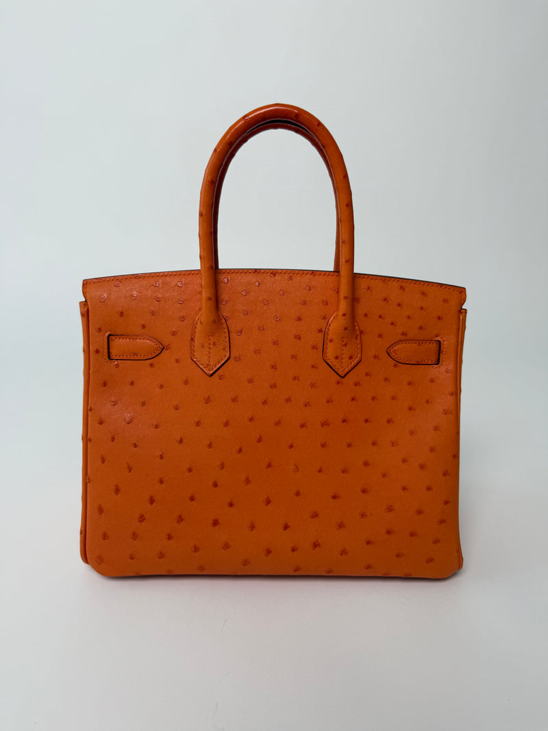 Hermès Birkin 30 In Orange Ostrich With Palladium hardware