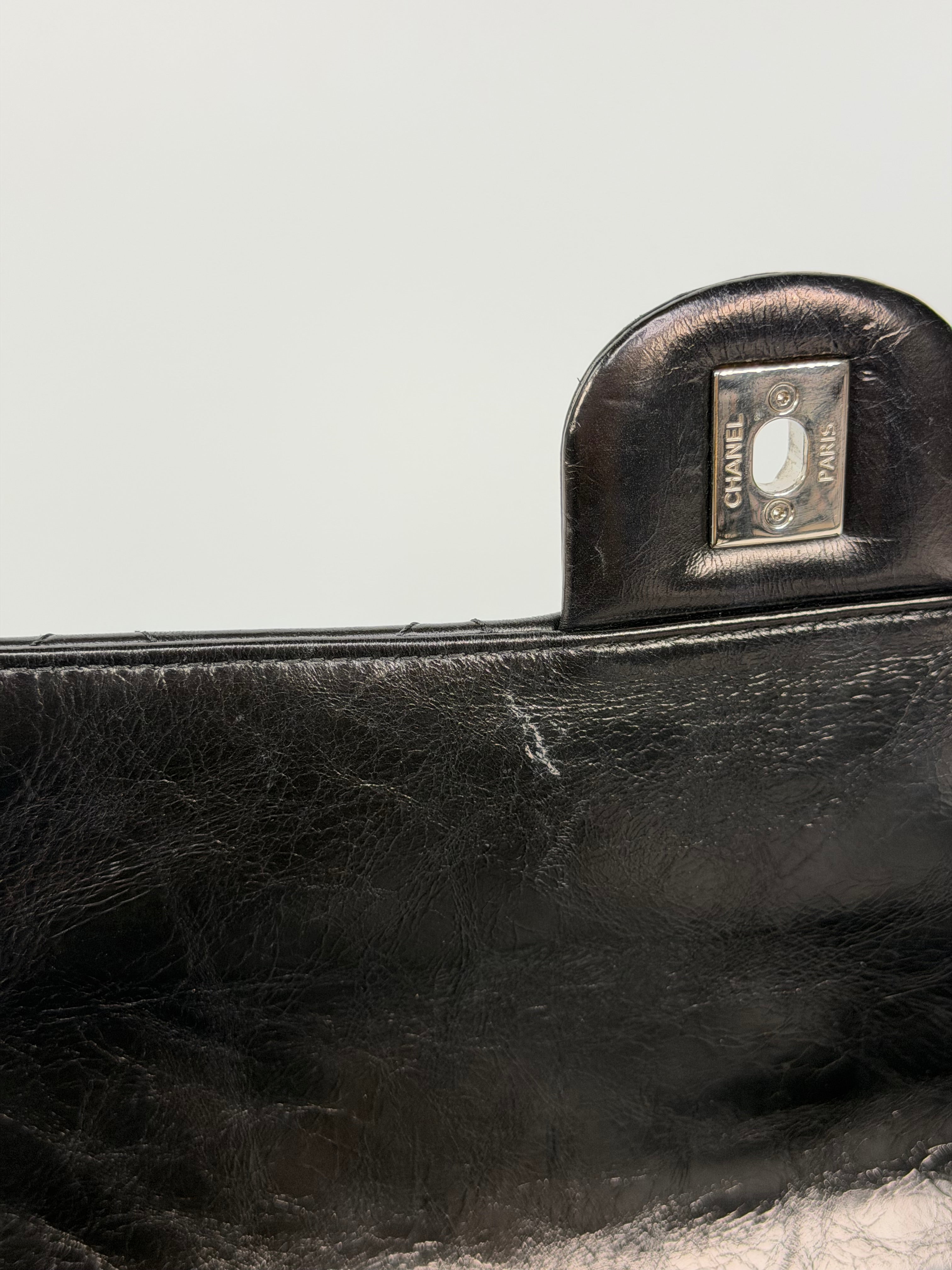 Chanel Delivery Top Handle Flap Bag In Black Calfskin Leather With Silver Hardware