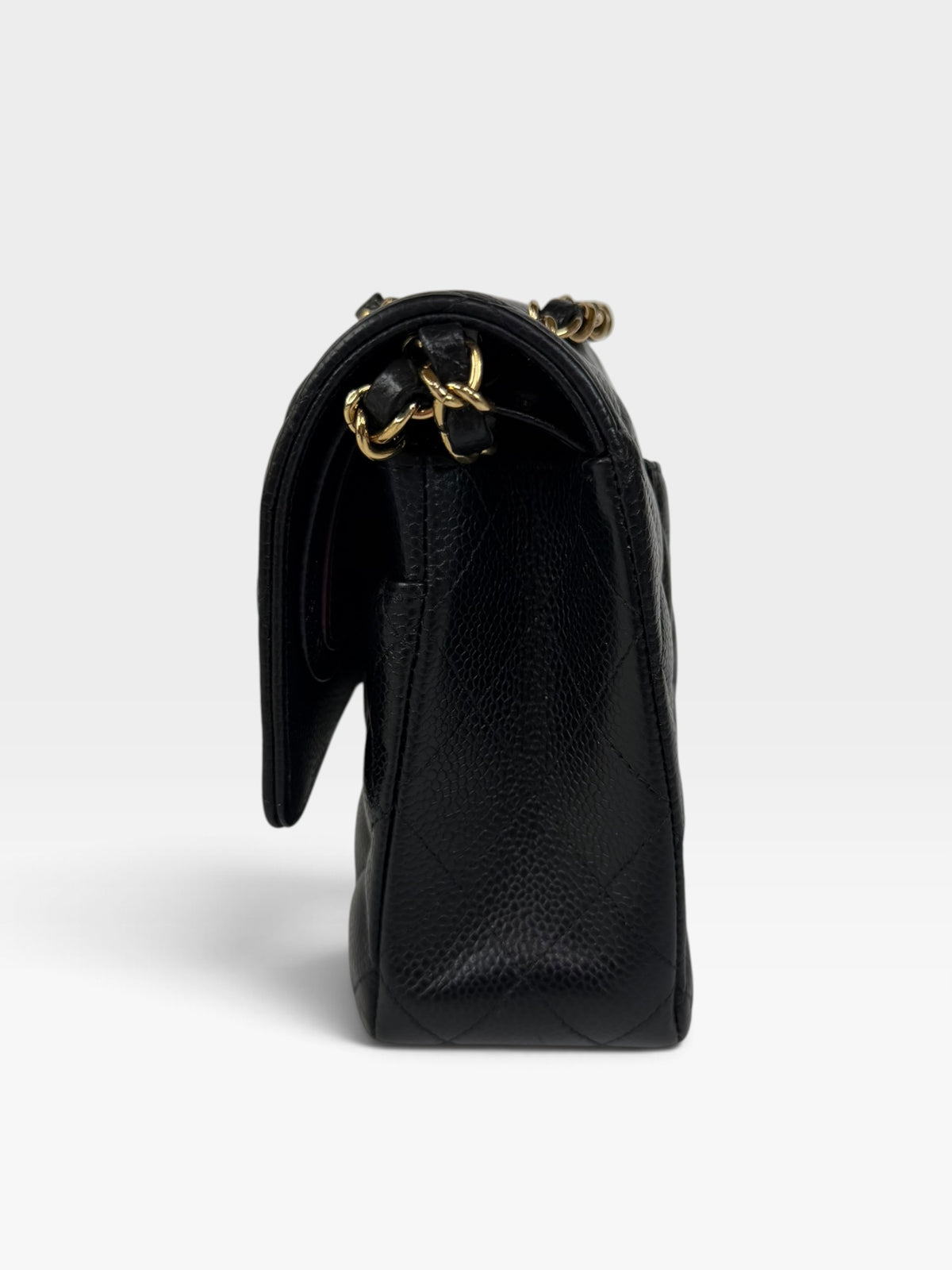Chanel Medium Classic Double Flap In Black Caviar Leather Gold Hardware