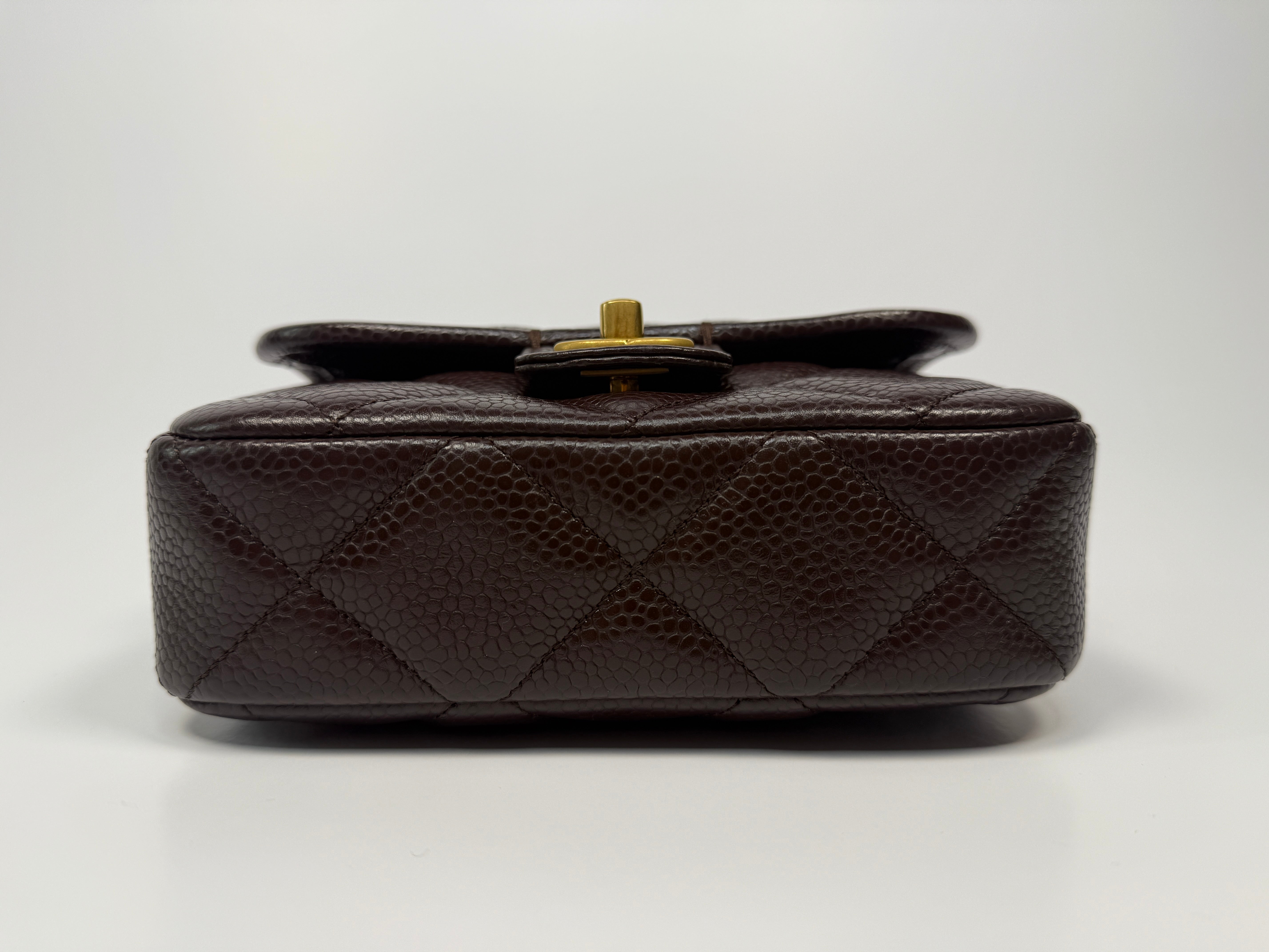 Chanel Seasonal Flap Bag in Brown/Burgundy Caviar Leather With Gold Hardware in Excellent authentic and preloved condition 