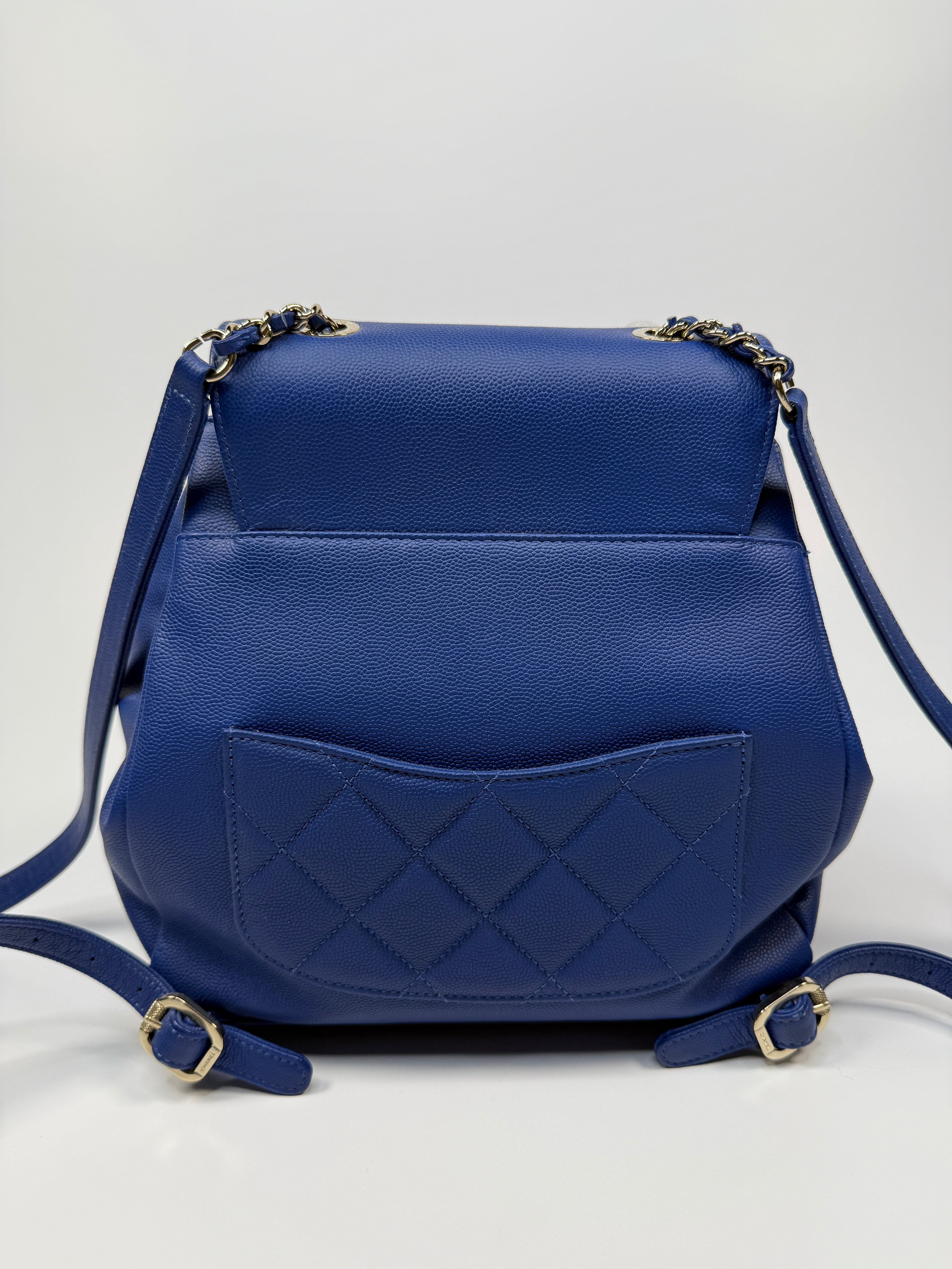 Chanel Affinity Backpack In Blue Caviar Leather With Palladium Hardware Pre Loved Authentic 