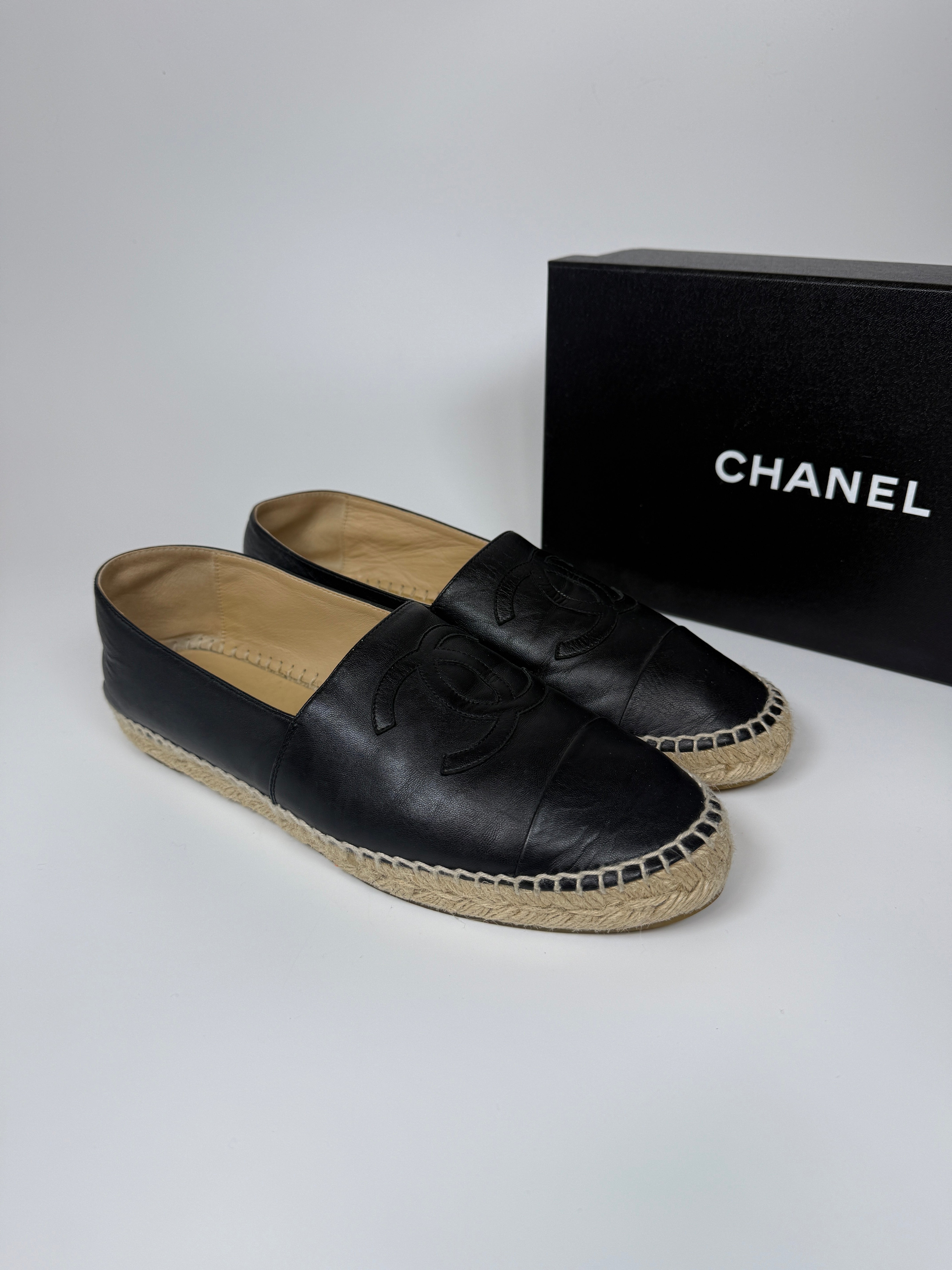 Chanel Black Espadrilles (Size 40/UK7) Authentic and preloved Excellent Condition. 100% Authenticity Guarantee 