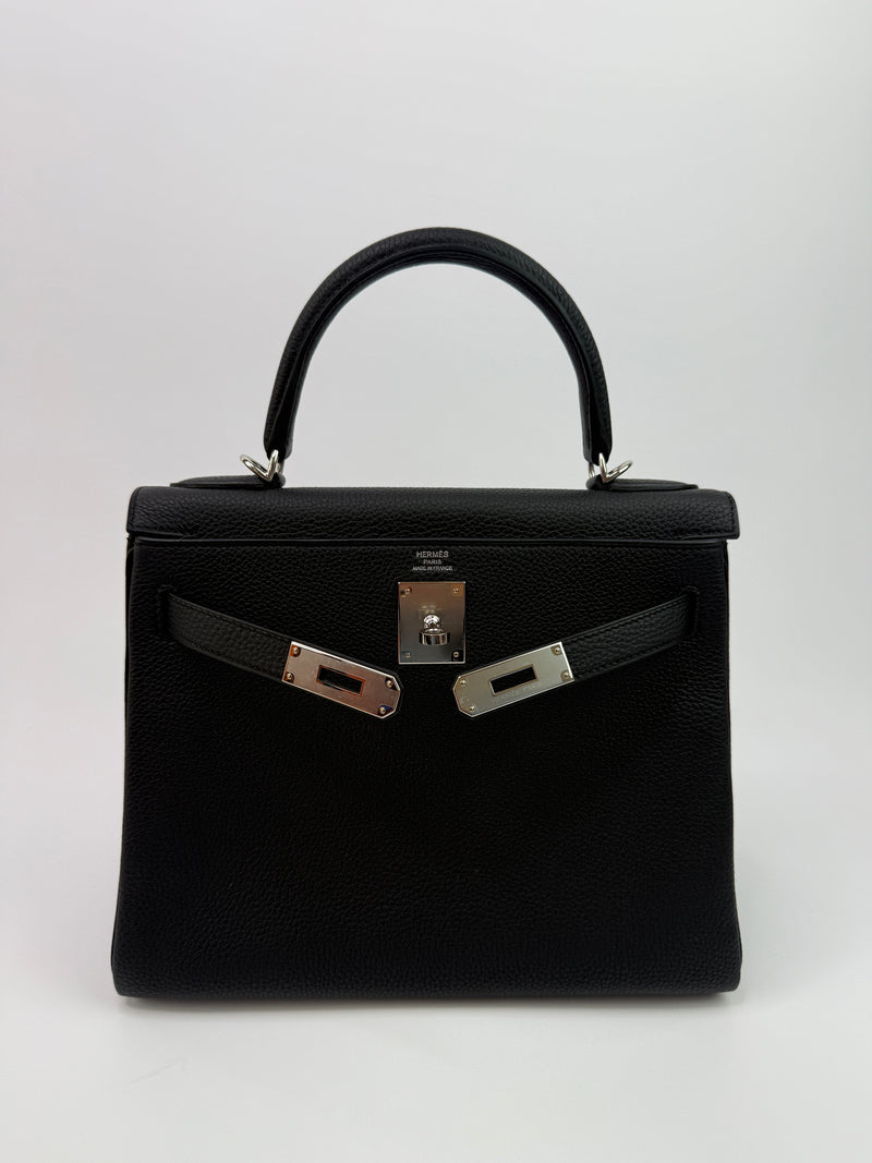 Hermès Kelly 28 Retourne Black Togo Leather With Palladium Hardware