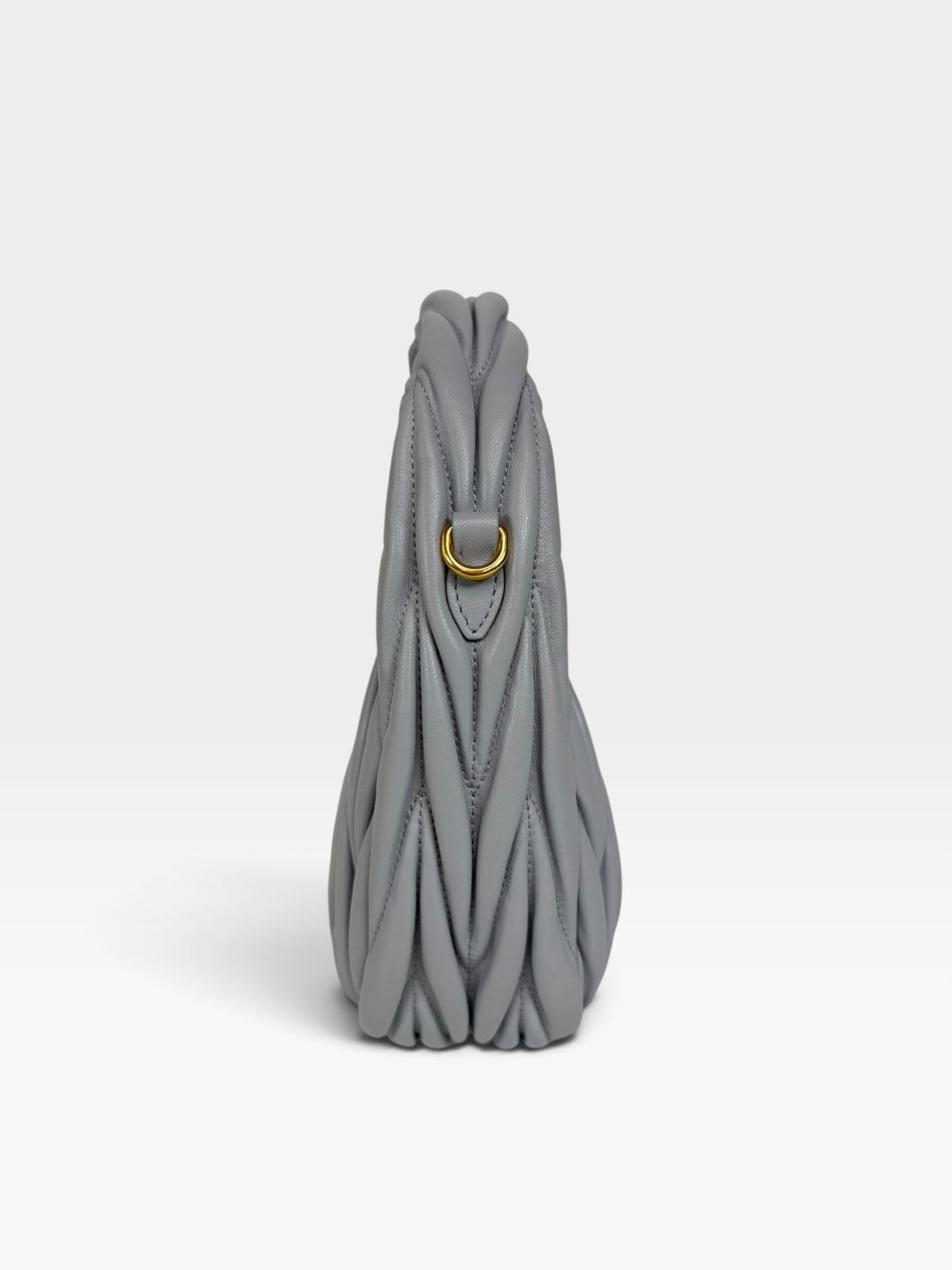 Miu Miu Wander Bag In Pearl Gray Leather With Gold Hardware. Authentic and preloved in excellent condition. 100% guarantee