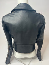 Fendi Black Logo Leather Jacket (Size 40 / UK 8 )