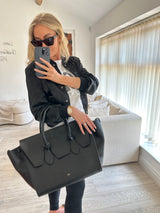 Celine Large Tie Bag In Black Leather