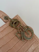 Christian Dior Mini Lady Dior In Dusty Pink Crocodile