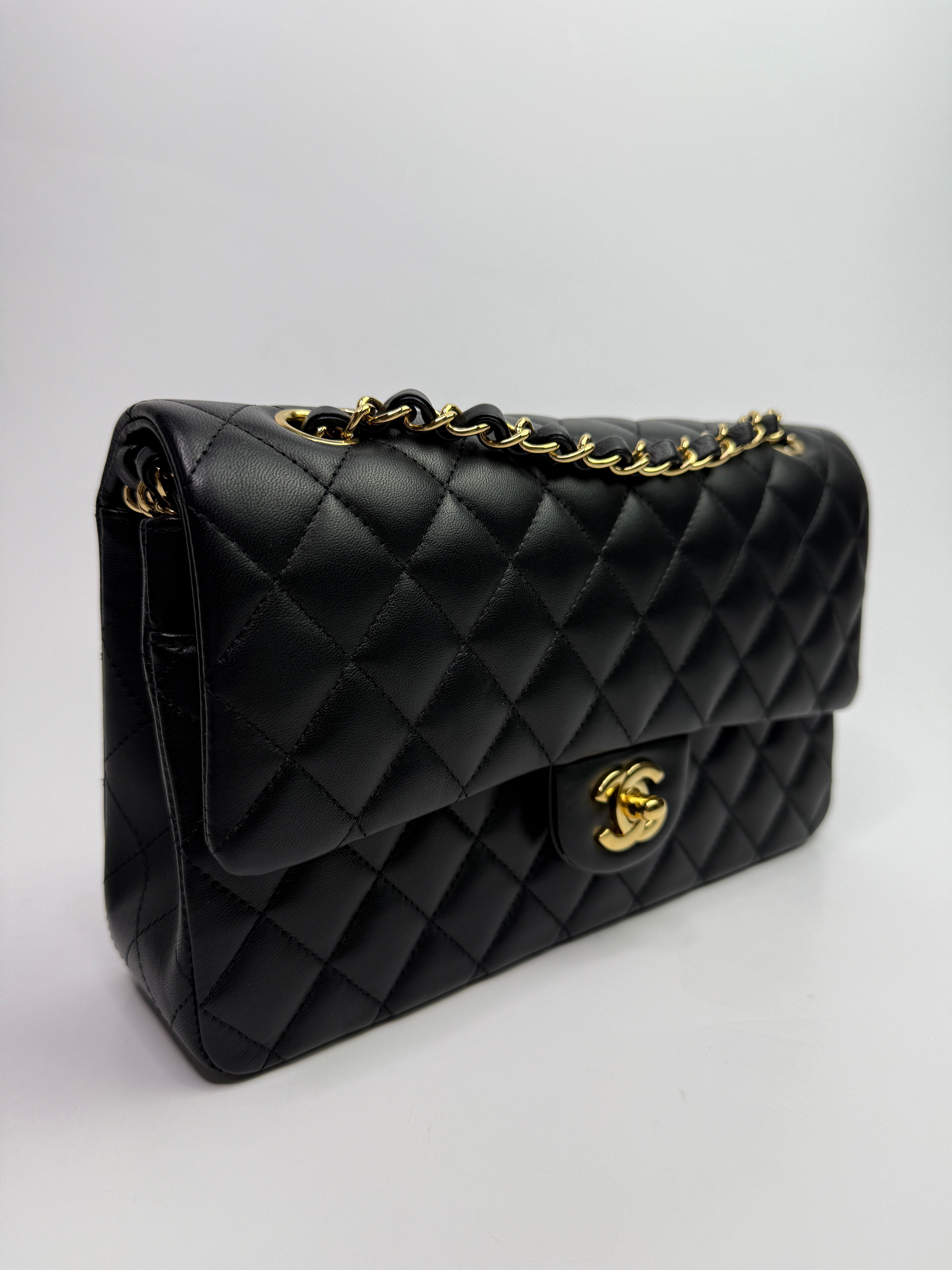 Chanel Medium Classic Double Flap Black Lambskin With GHW