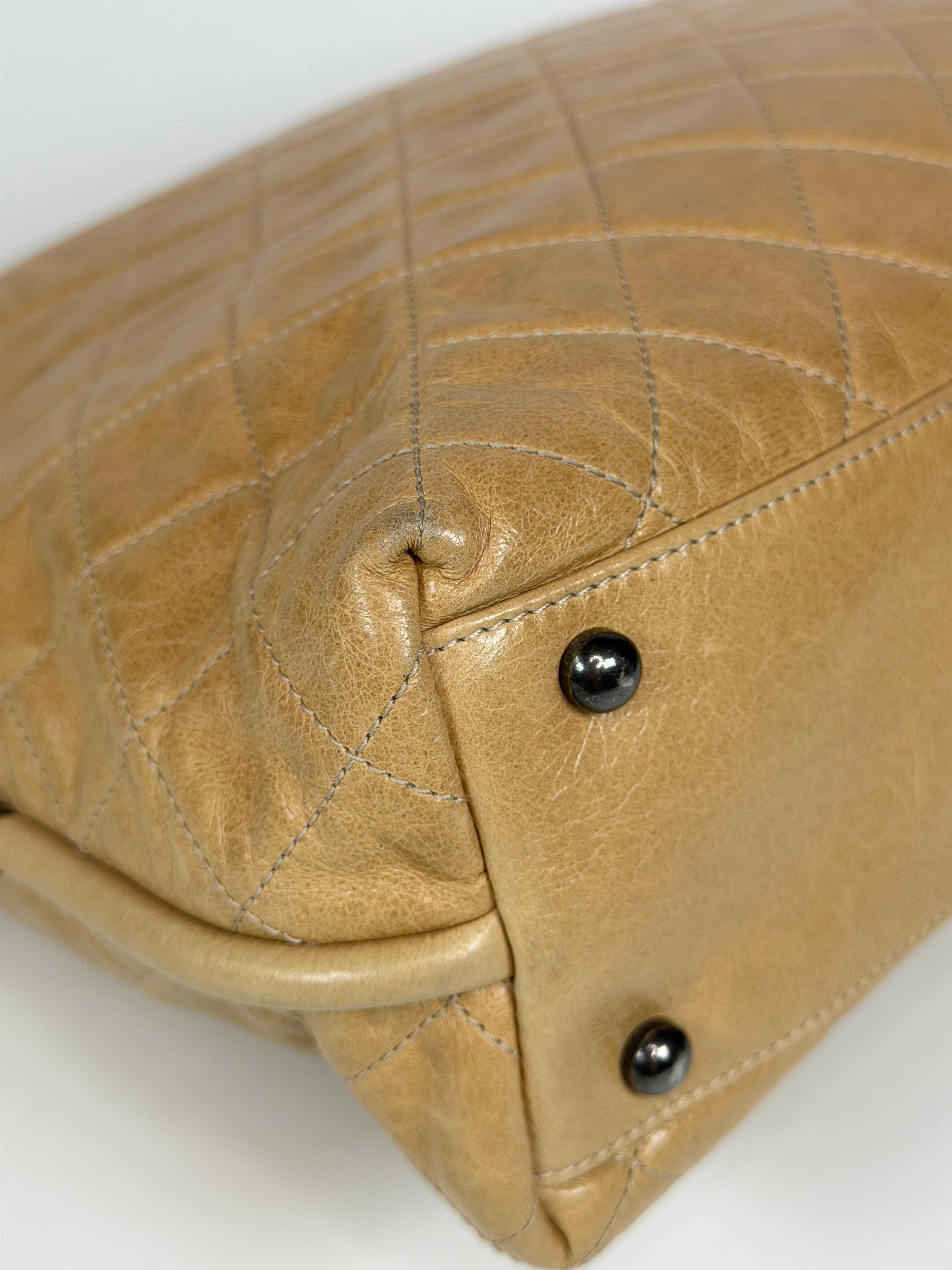 Chanel Large 31 Flap Bag In Beige Calfskin With Ruthenium Hardware. Authentic and preloved in very good condition. Insured next day delivery. Verified by Luxe cheshire