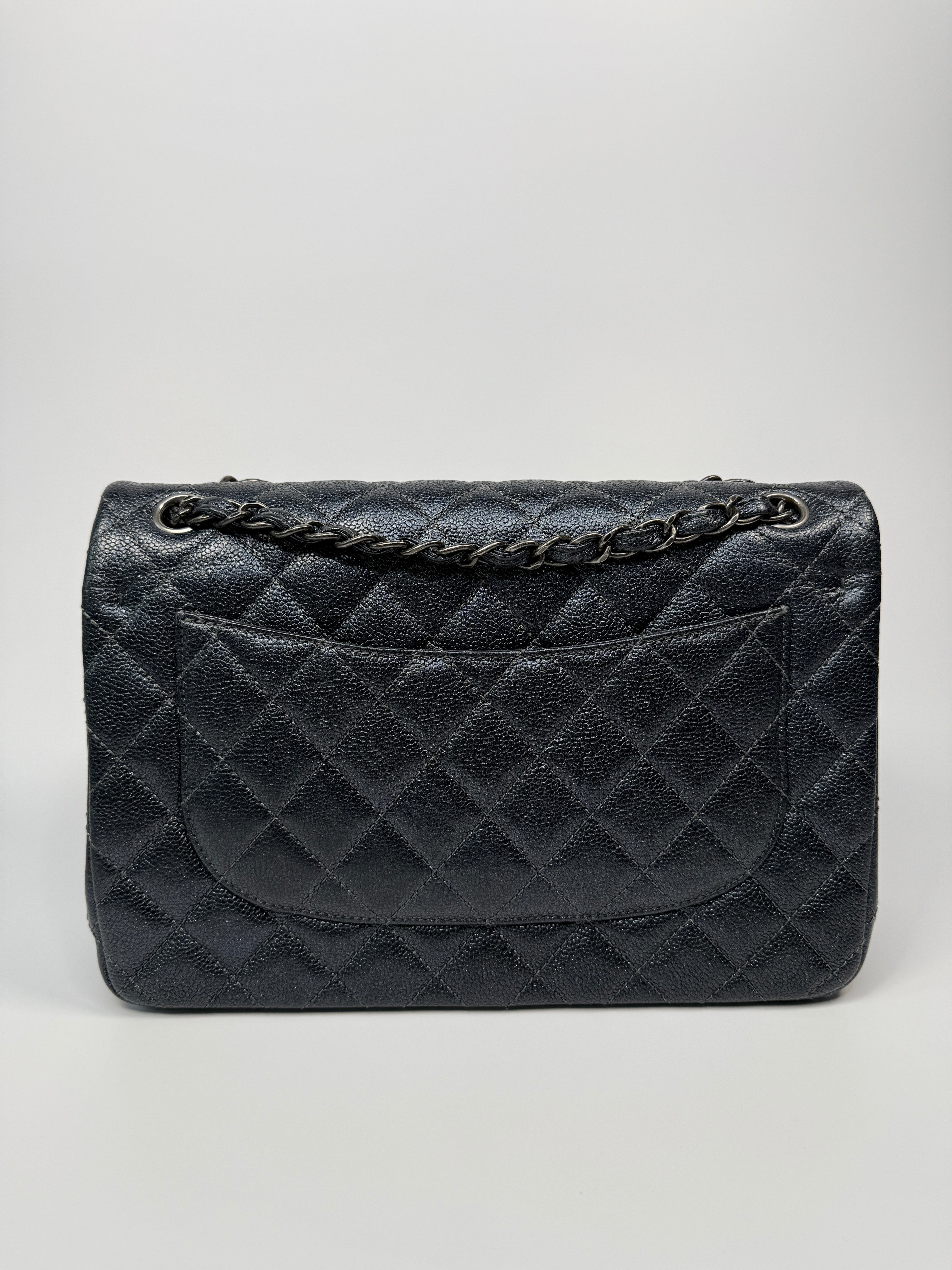 Chanel Jumbo Gunmetal Metallic Calfskin Leather With Ruthenium Hardware
Pre Loved & Authentic 