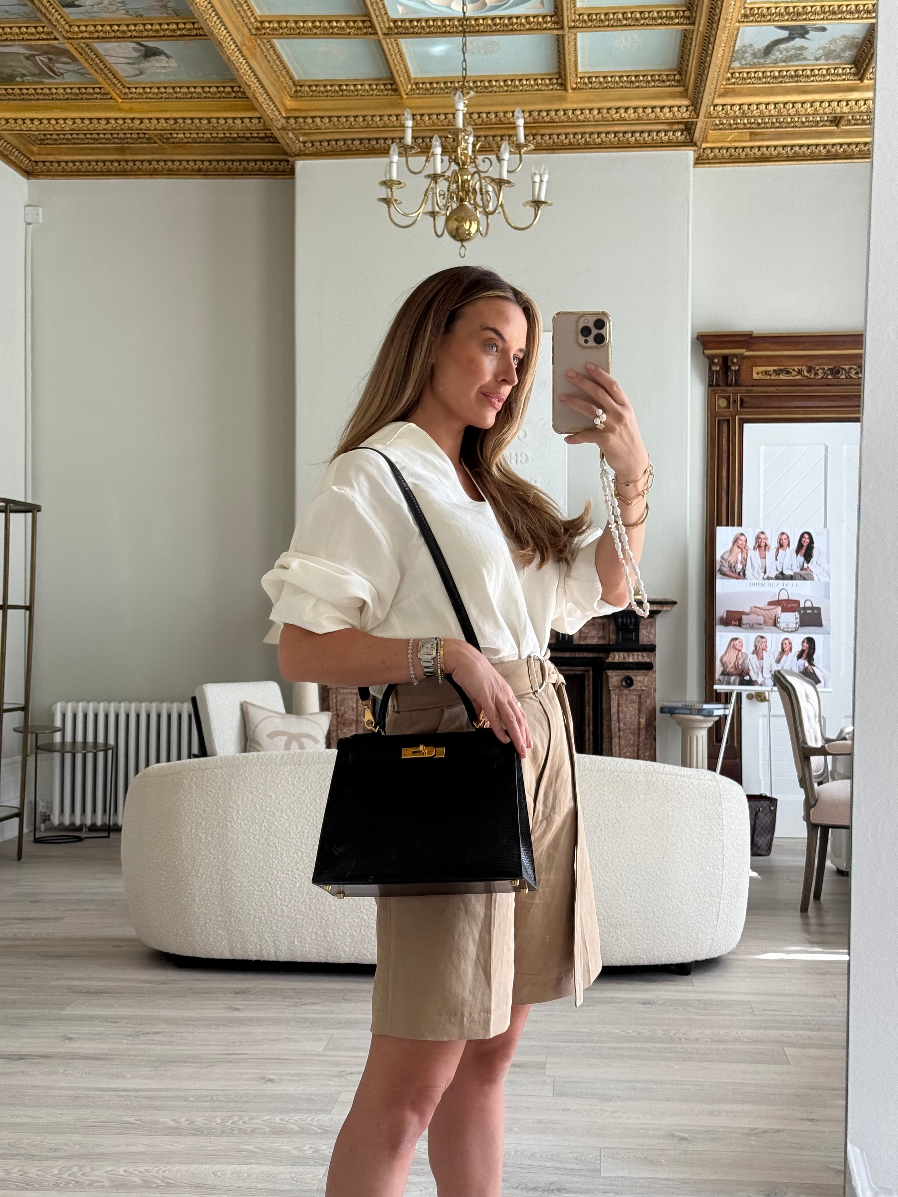 Hermès Vintage Kelly 28 In Black Lizard Leather With GHW