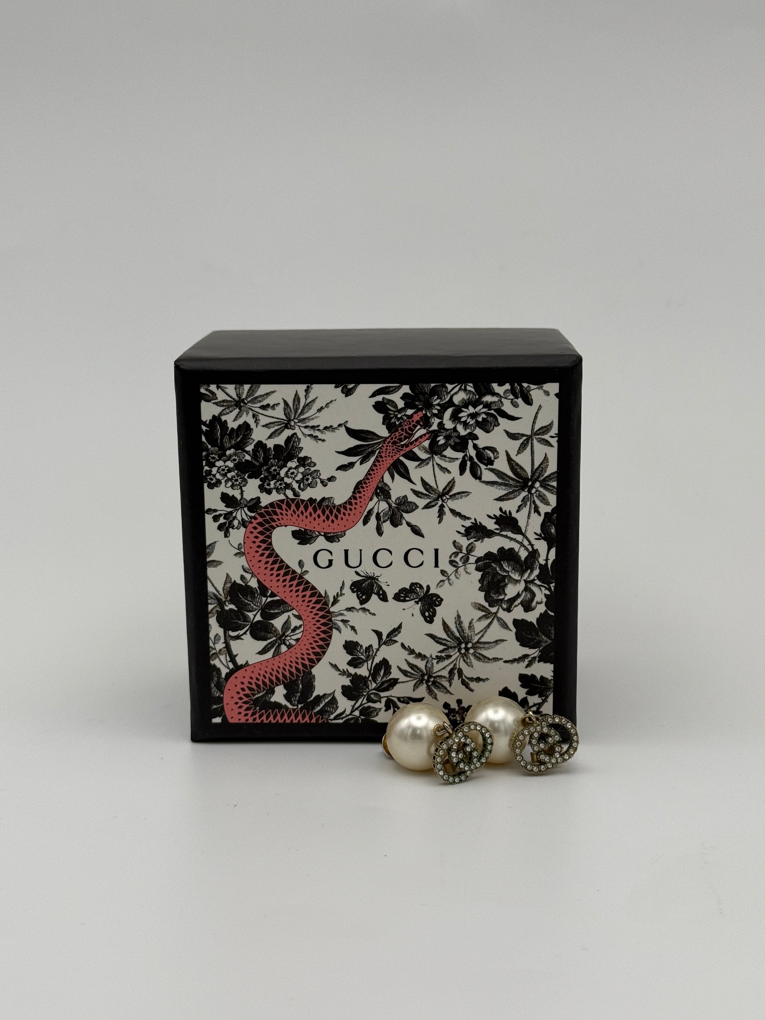 Gucci Interlocking-G Brass And Drop Pearl Earrings