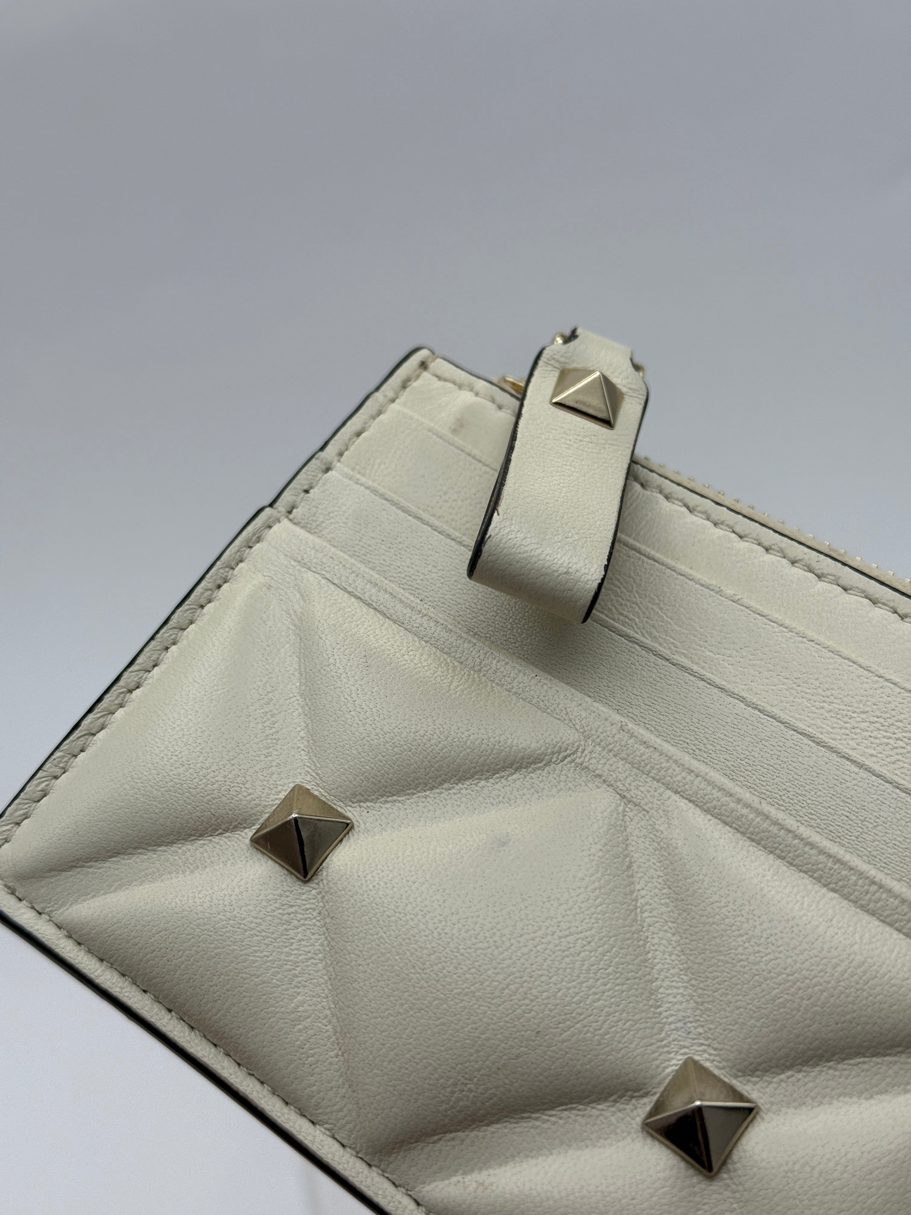 Valentino Garavani Ivory Rockstud Snap Wallet