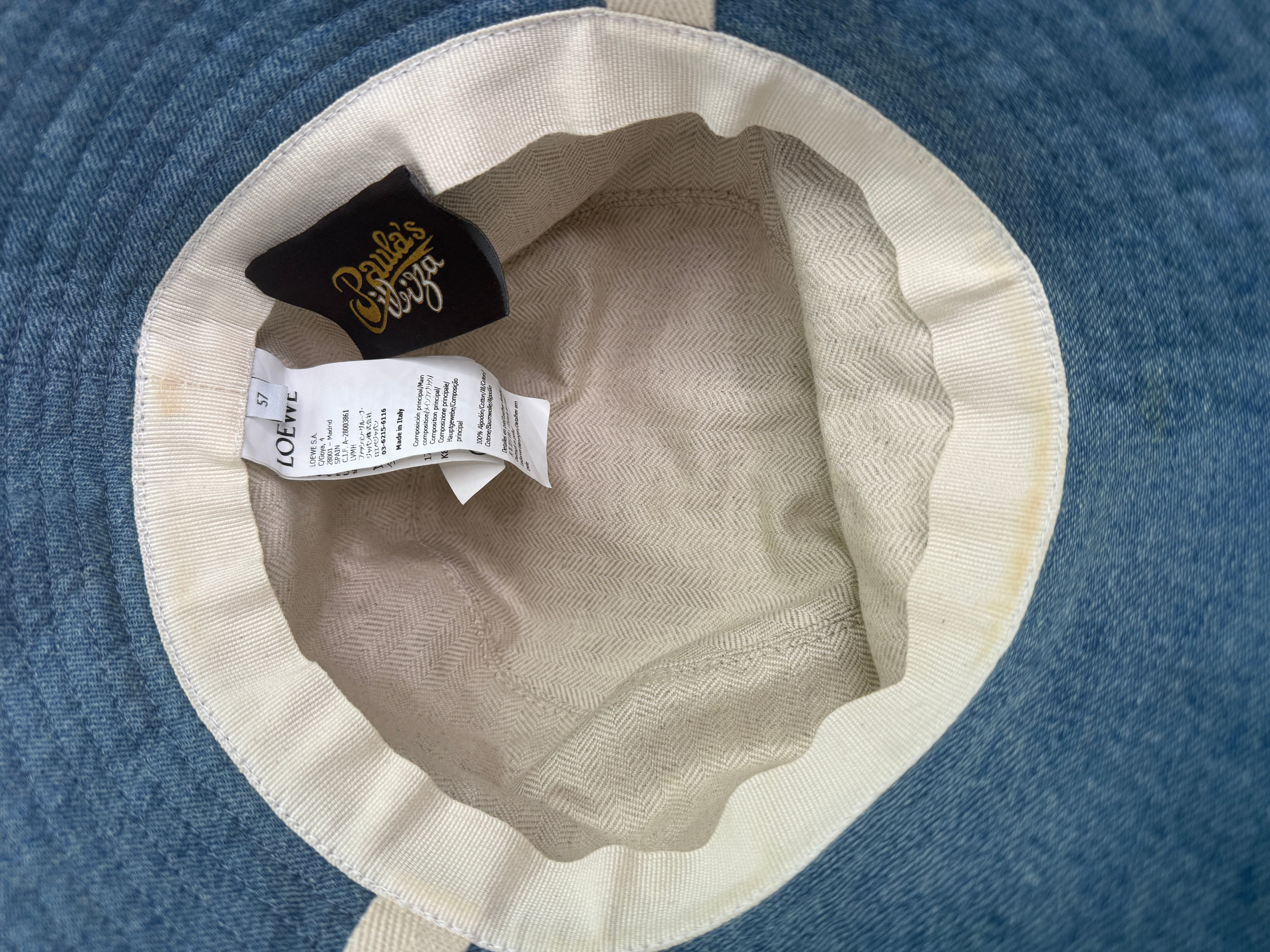 Loewe Frayed Fisherman Hat In Denim and Calfskin