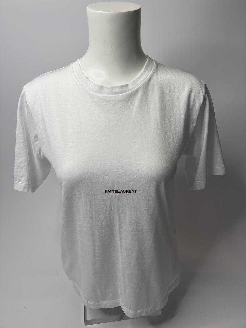 Saint Laurent White Logo T-Shirt (Size S / UK 8)