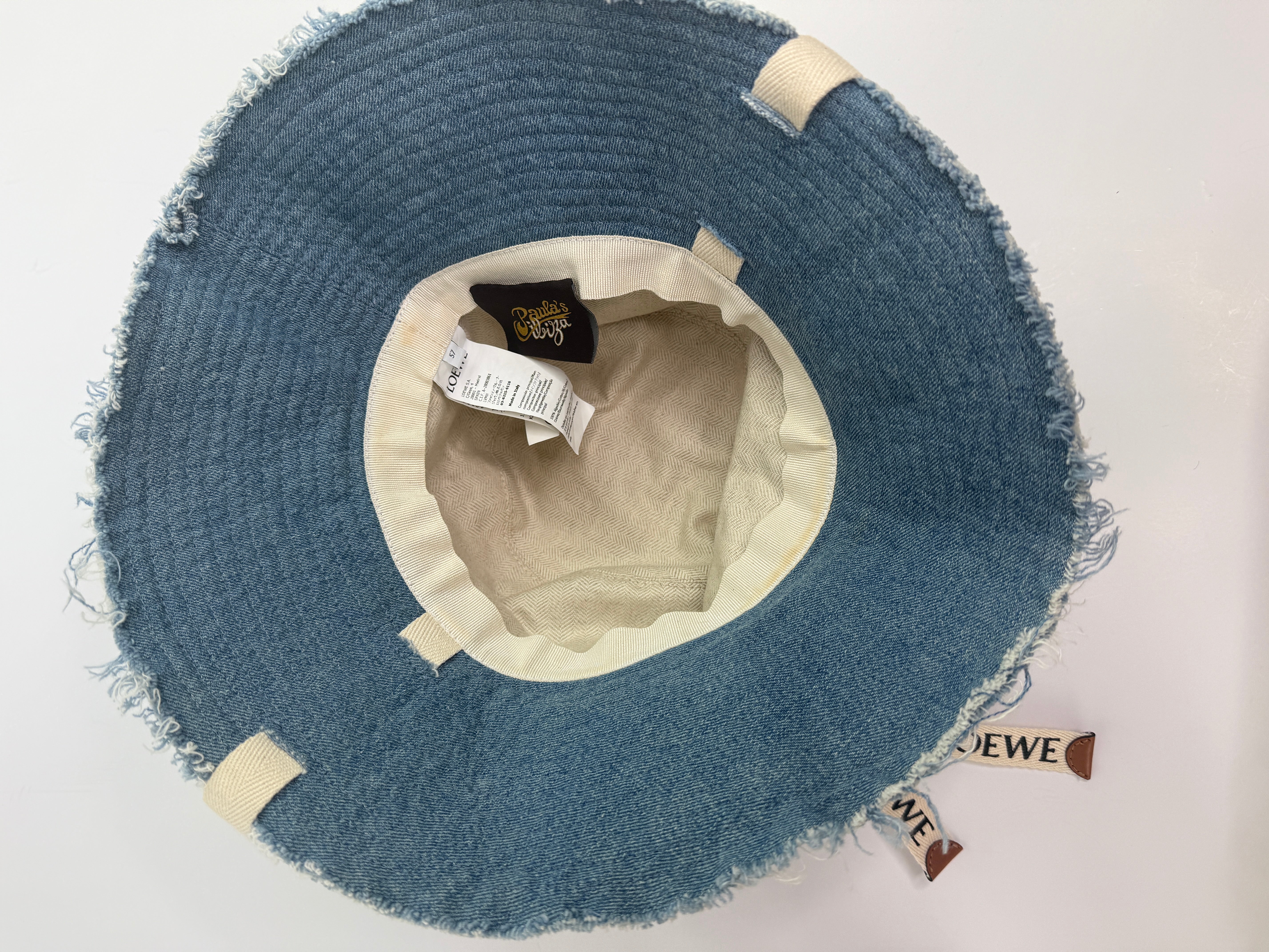 Loewe Frayed Fisherman Hat In Denim and Calfskin