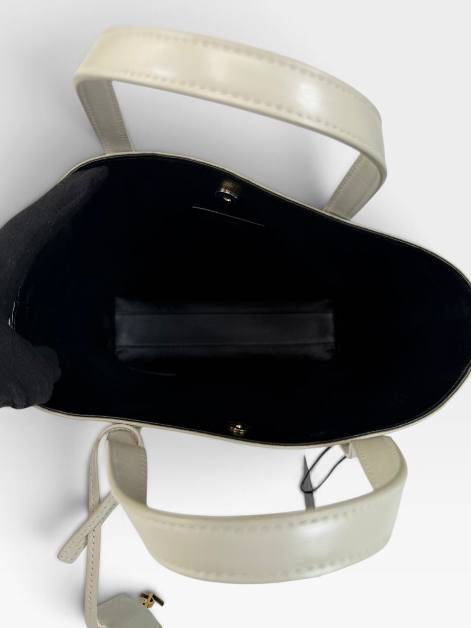 Saint Laurent Striped Tote In Black & White Leather With Gold Hardware 100% authentic and preloved in excellent condition