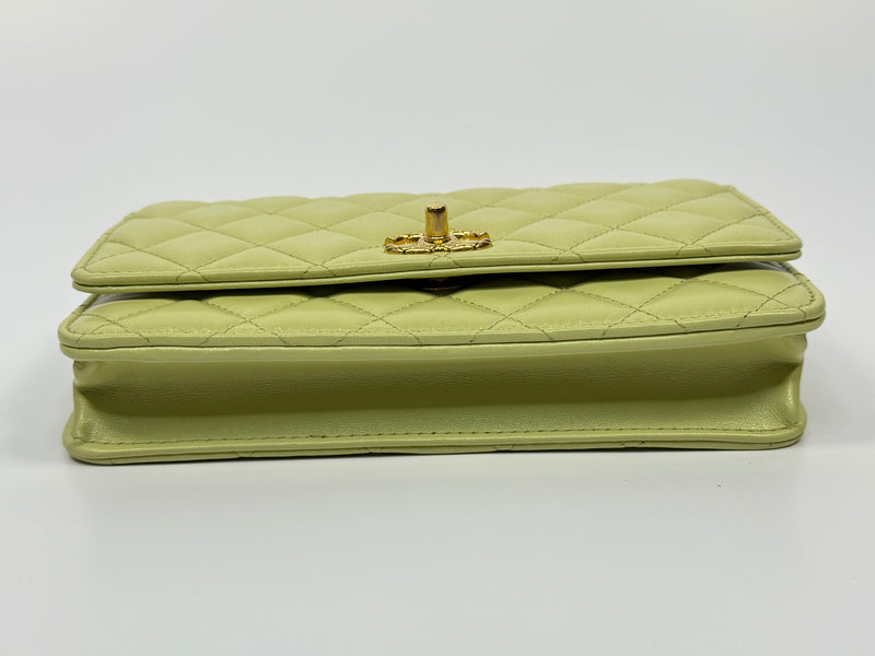 Chanel Wallet On Chain In Green Lambskin With GHW