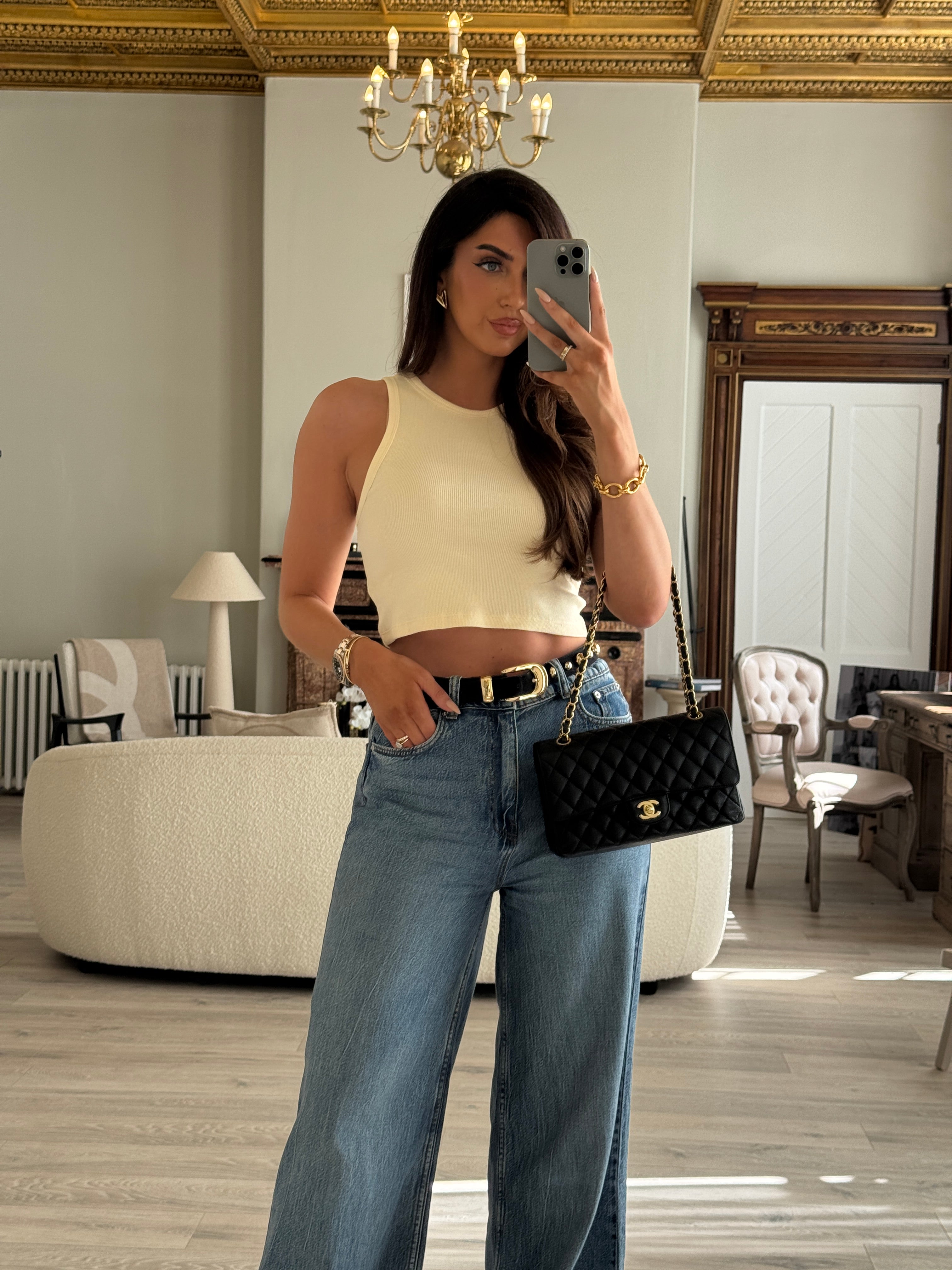 Chanel Medium Classic Double Flap Black Caviar With GHW