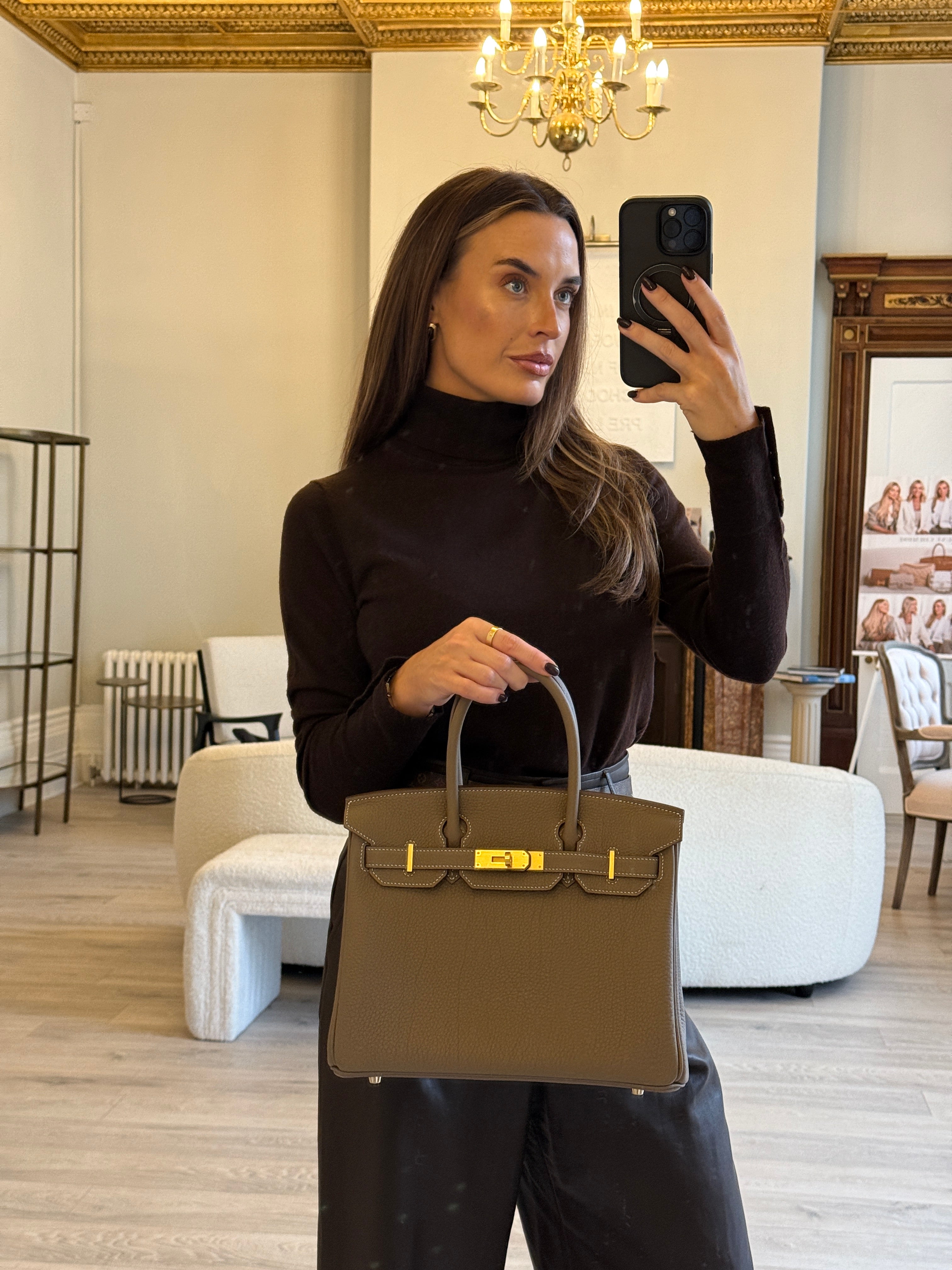 Authentic Pre Loved Hermès Birkin 30 In Etoupe Togo Leather With Brushed GHW New & Unused