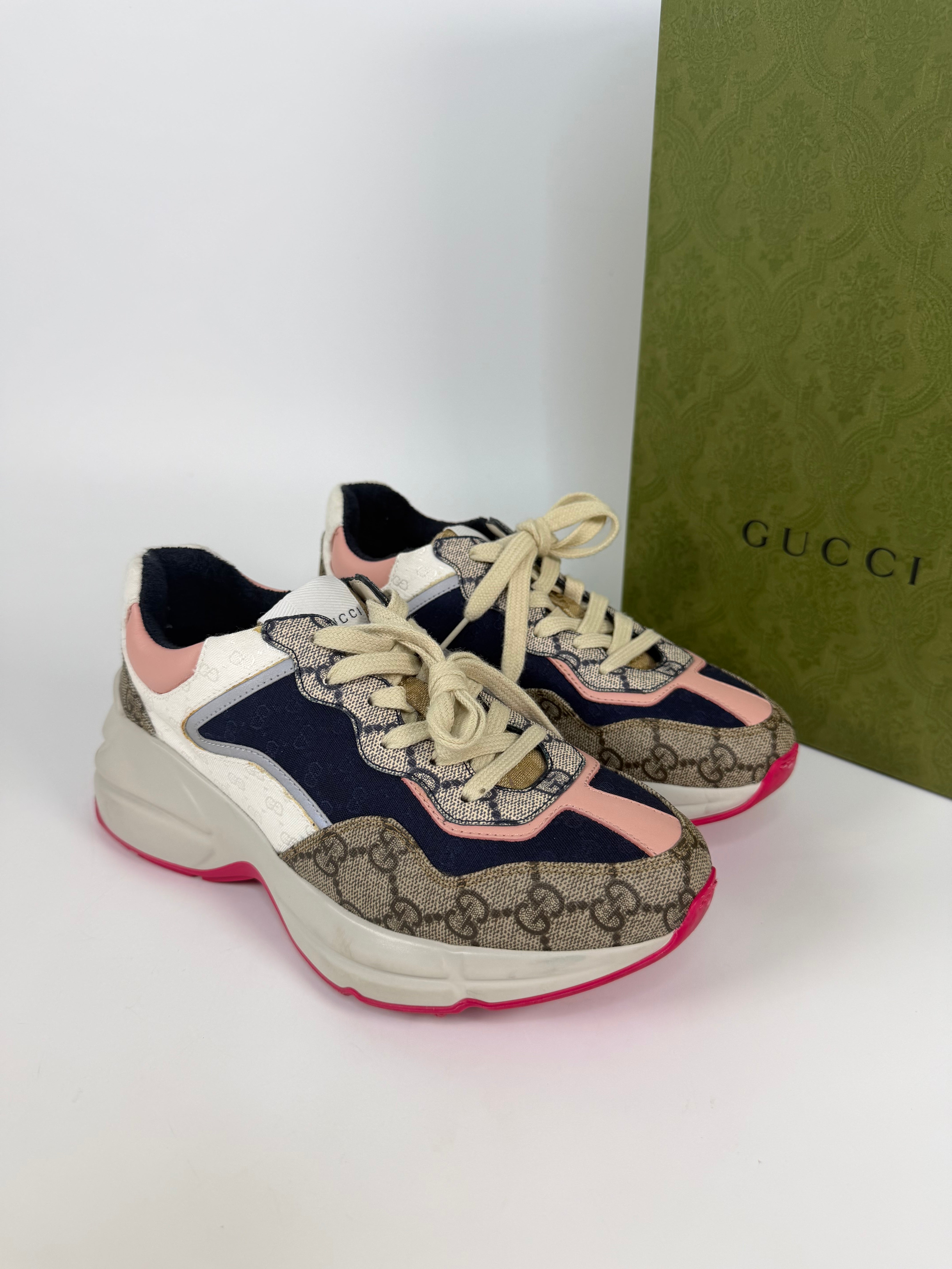 Gucci GG Multi Colour Trainers (Size 36/UK 3) 100% authentic and preloved in excellent condition